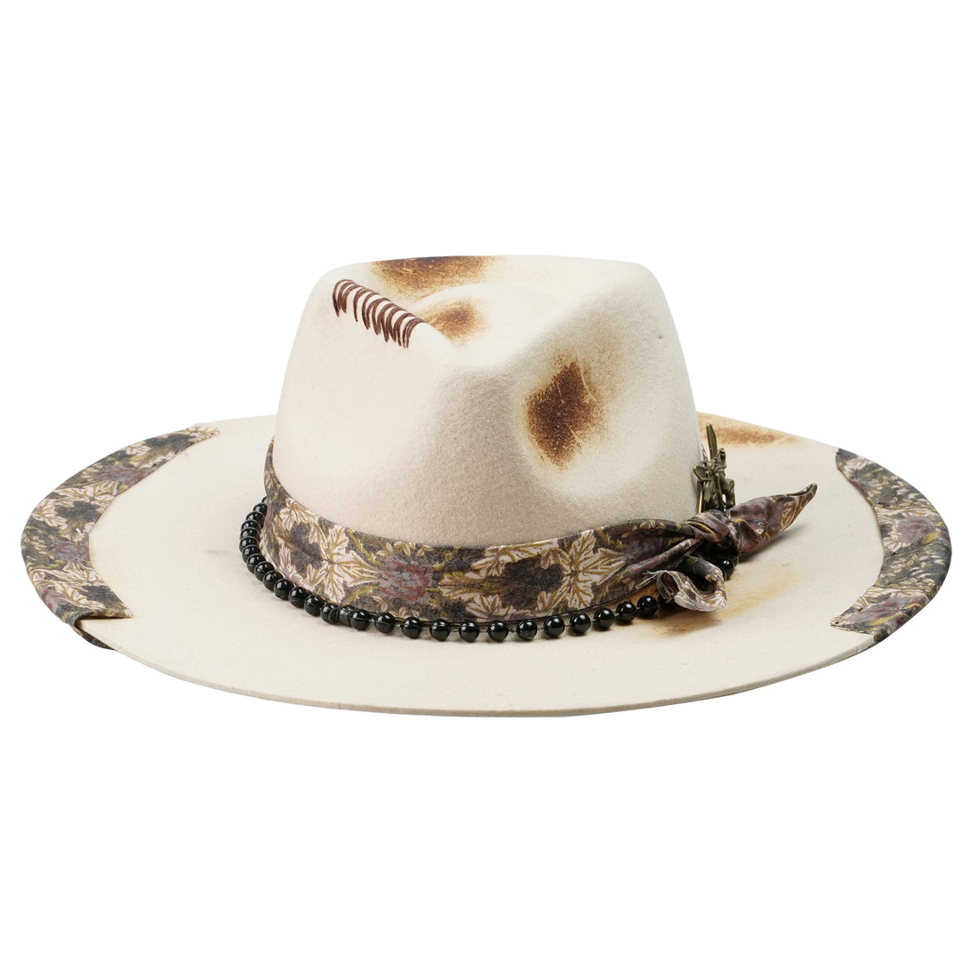Hand-Burned Refined Felt Hat – Subtle Hue, Edgy Flame Marks