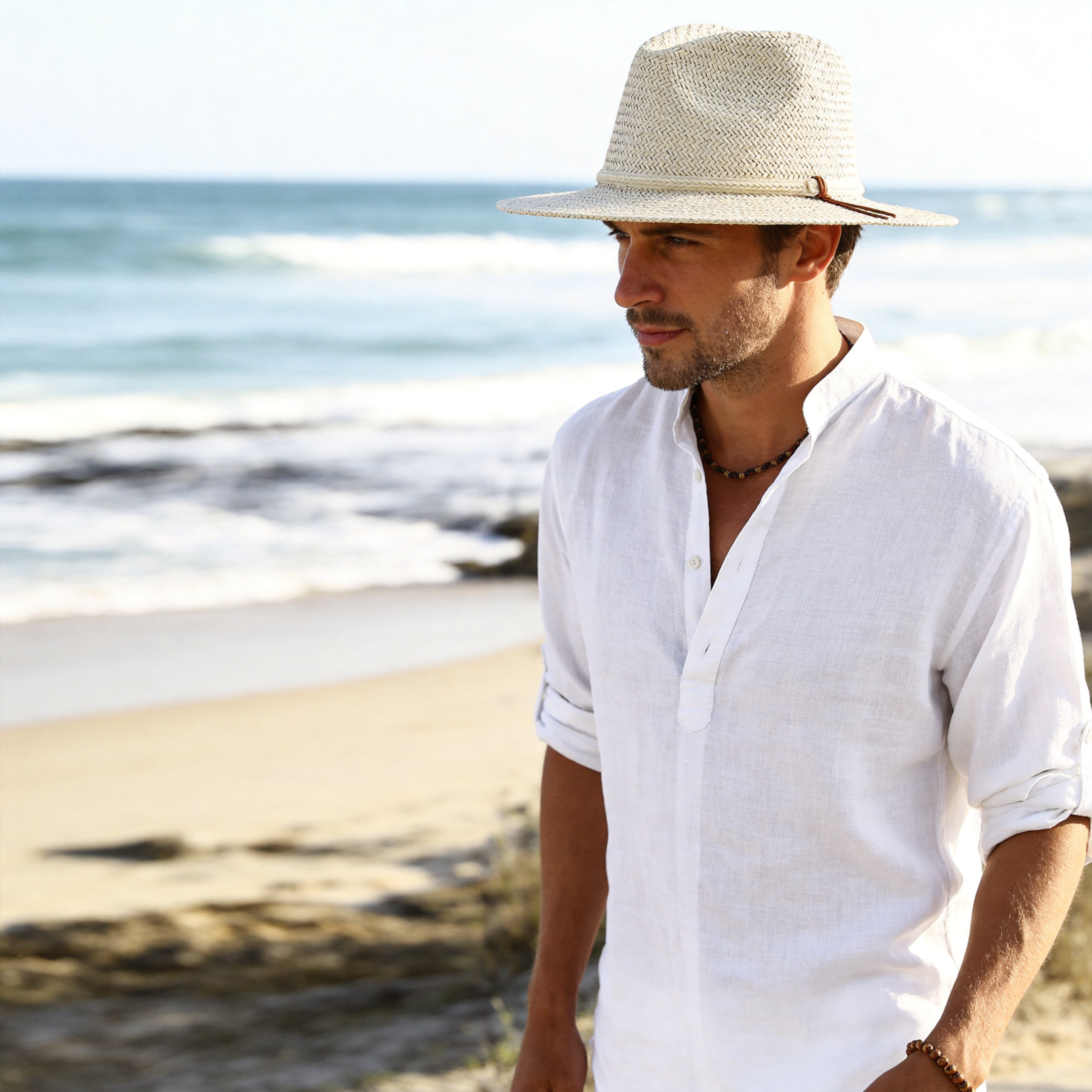 Panama Hat – Beige, Minimalist Band