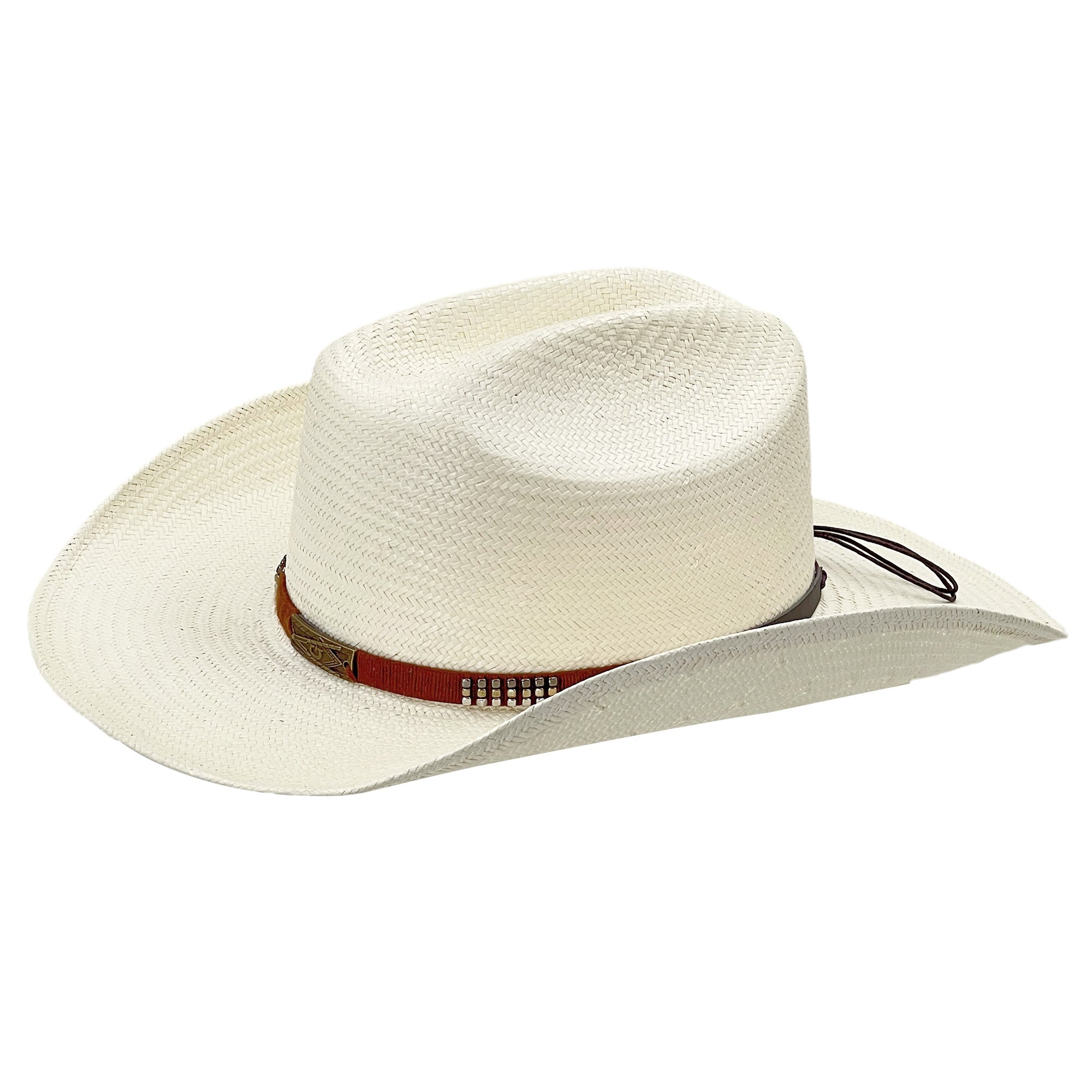 Straw Hat with Vintage Metal Accent