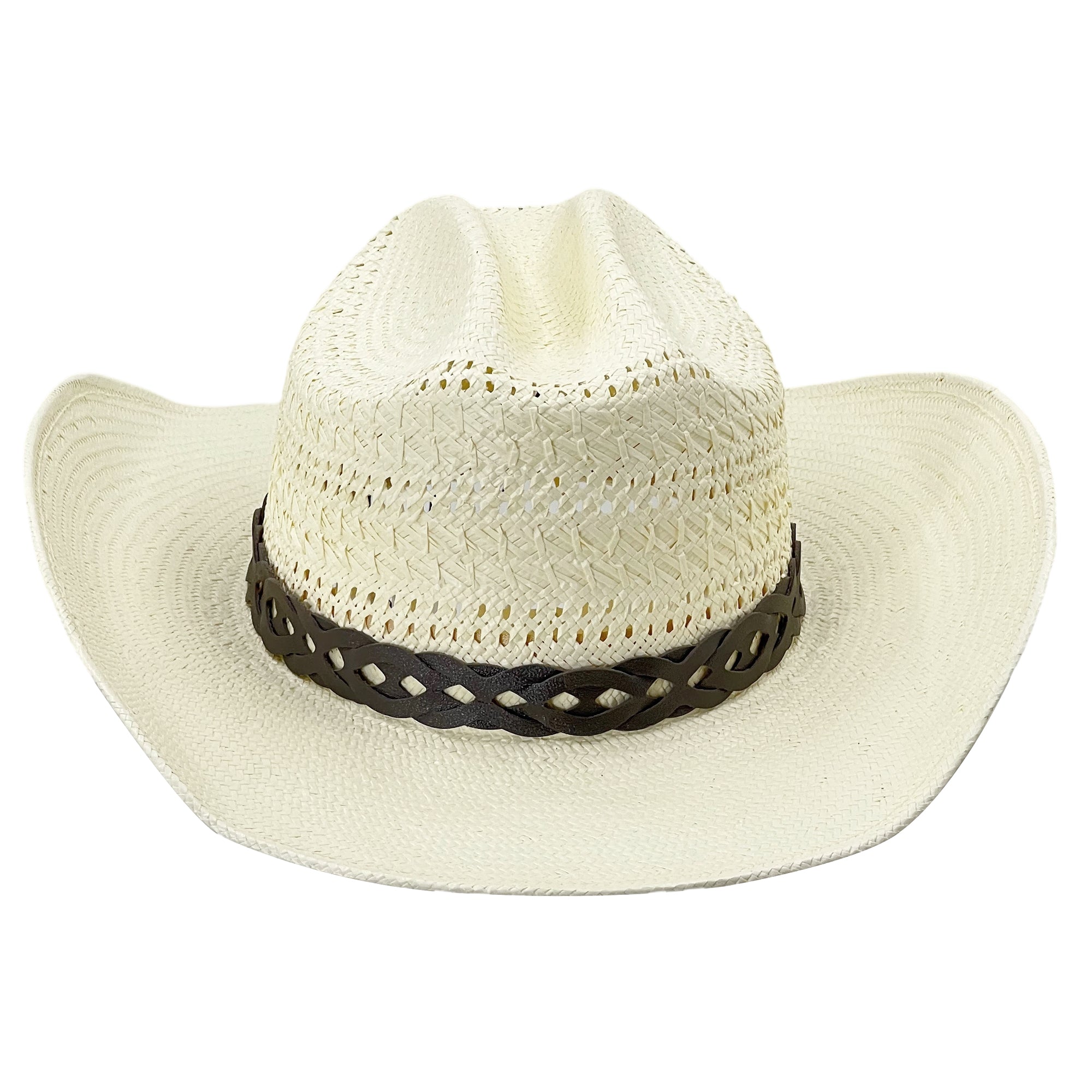 Leather-Band Straw Hat – Ventilated Crown