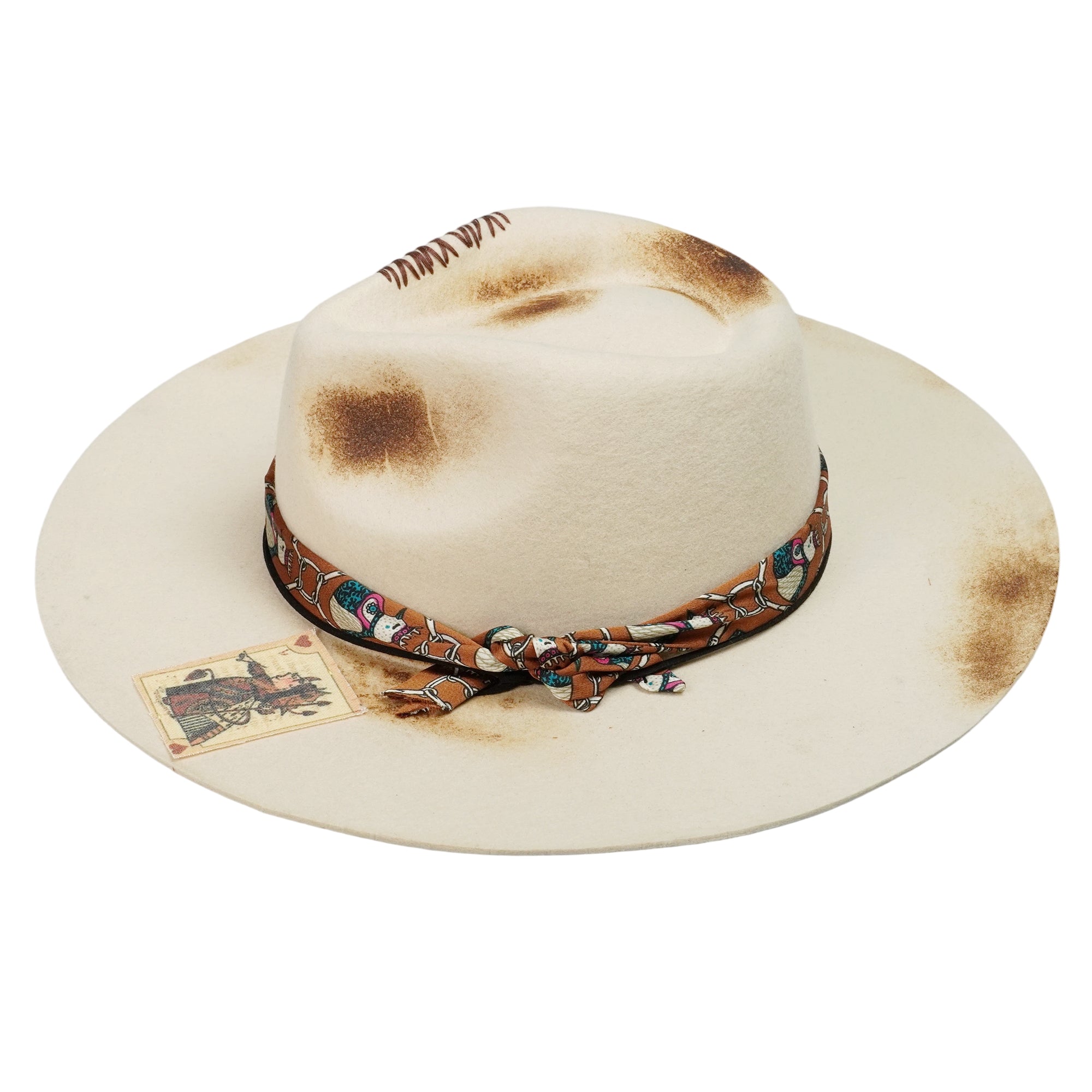 Statement Felt Hat – Teardrop Crown, Decorated Brim