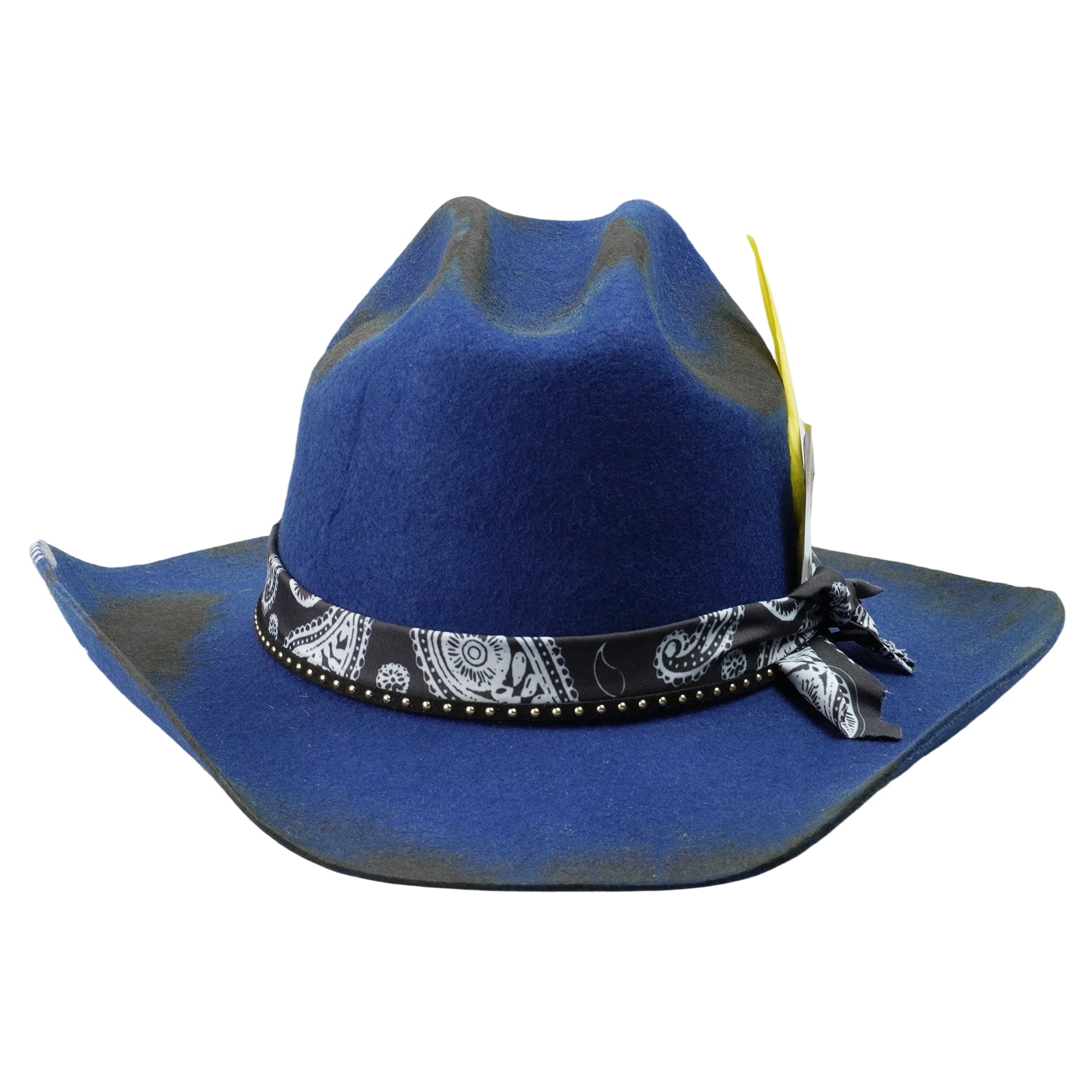 Hand-Burned Statement Felt Hat – Custom Fabric Band, Eclectic Details