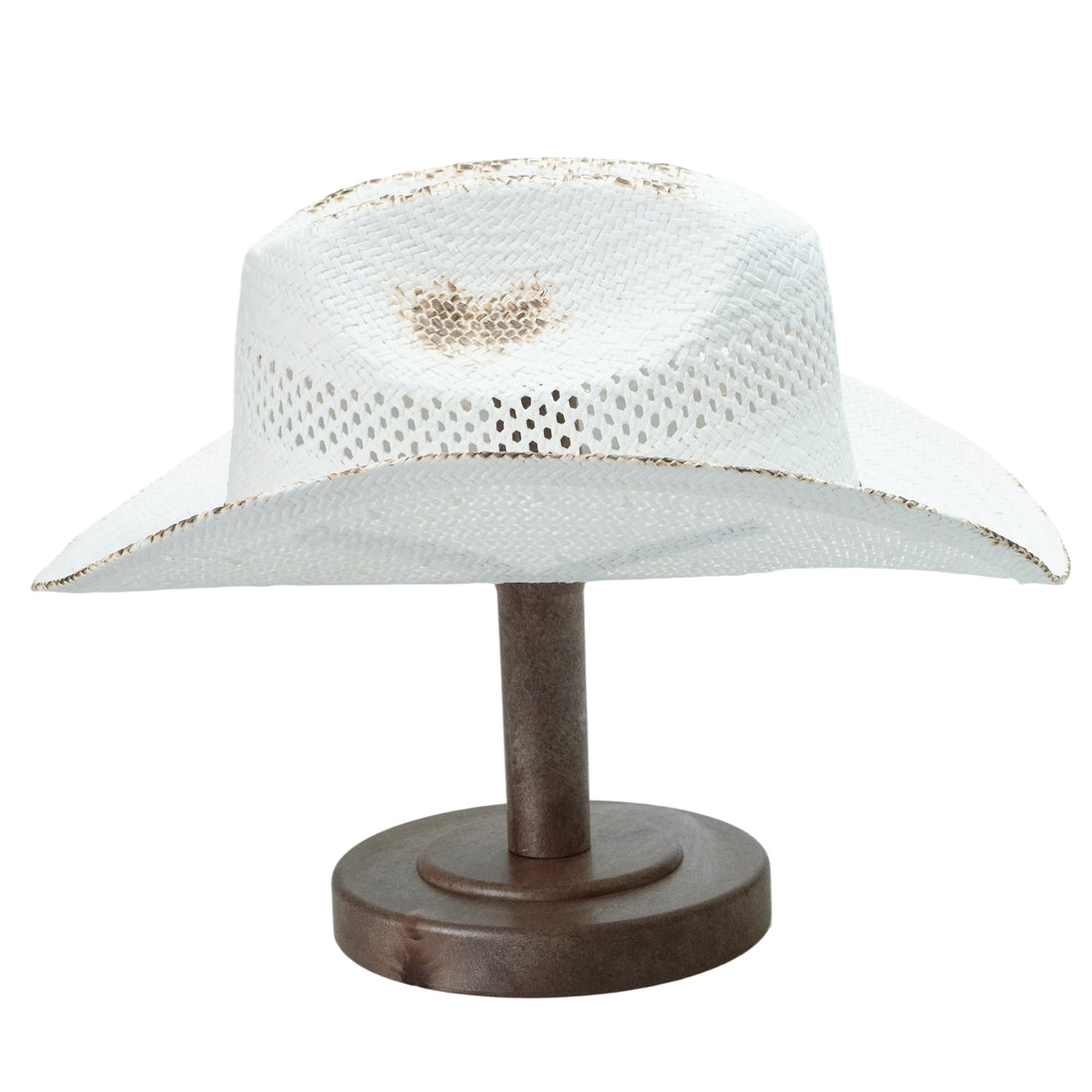White Straw Hat with Gold Key Charm & Thin Band