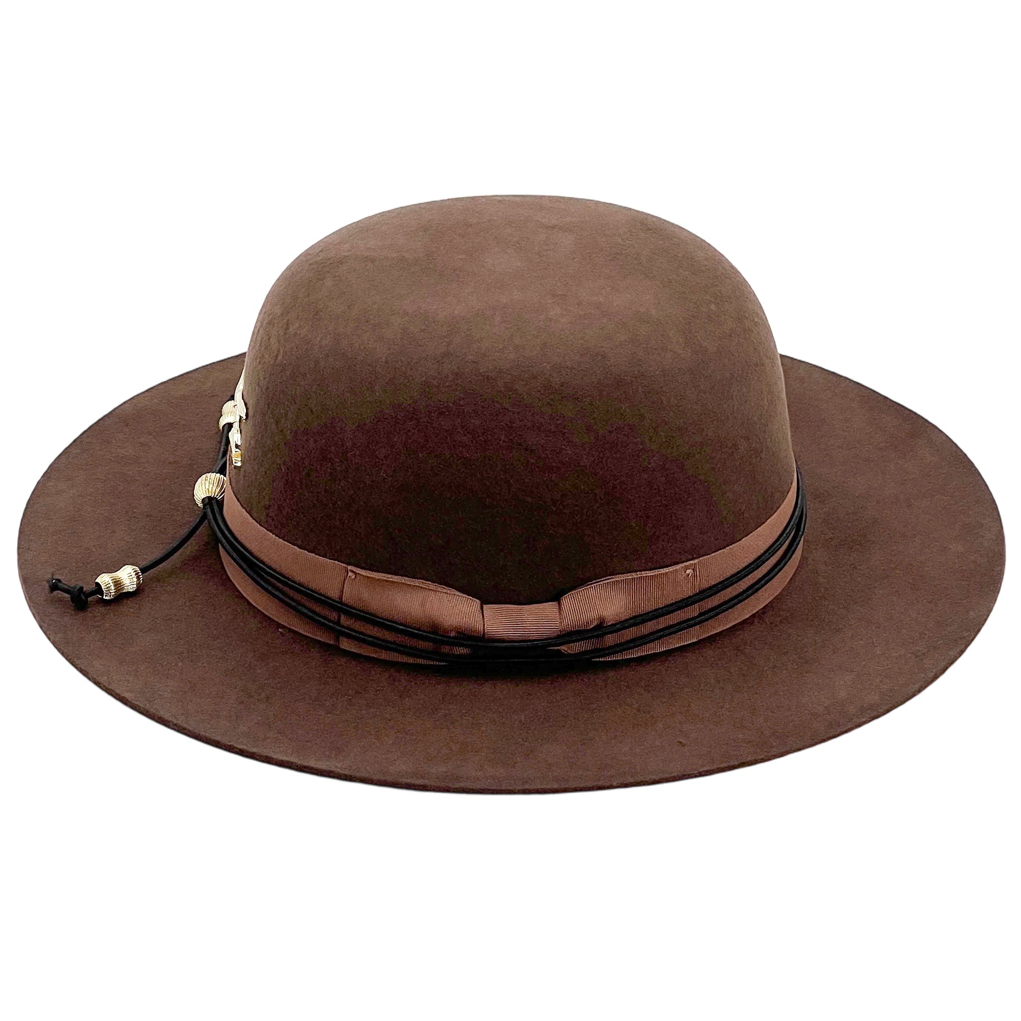 Modern Brown Hat – Minimalist Metal Trim