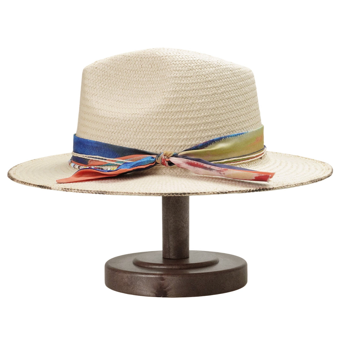 Teardrop Fedora - Beige with Vibrant Ribbon & Burnt Accent