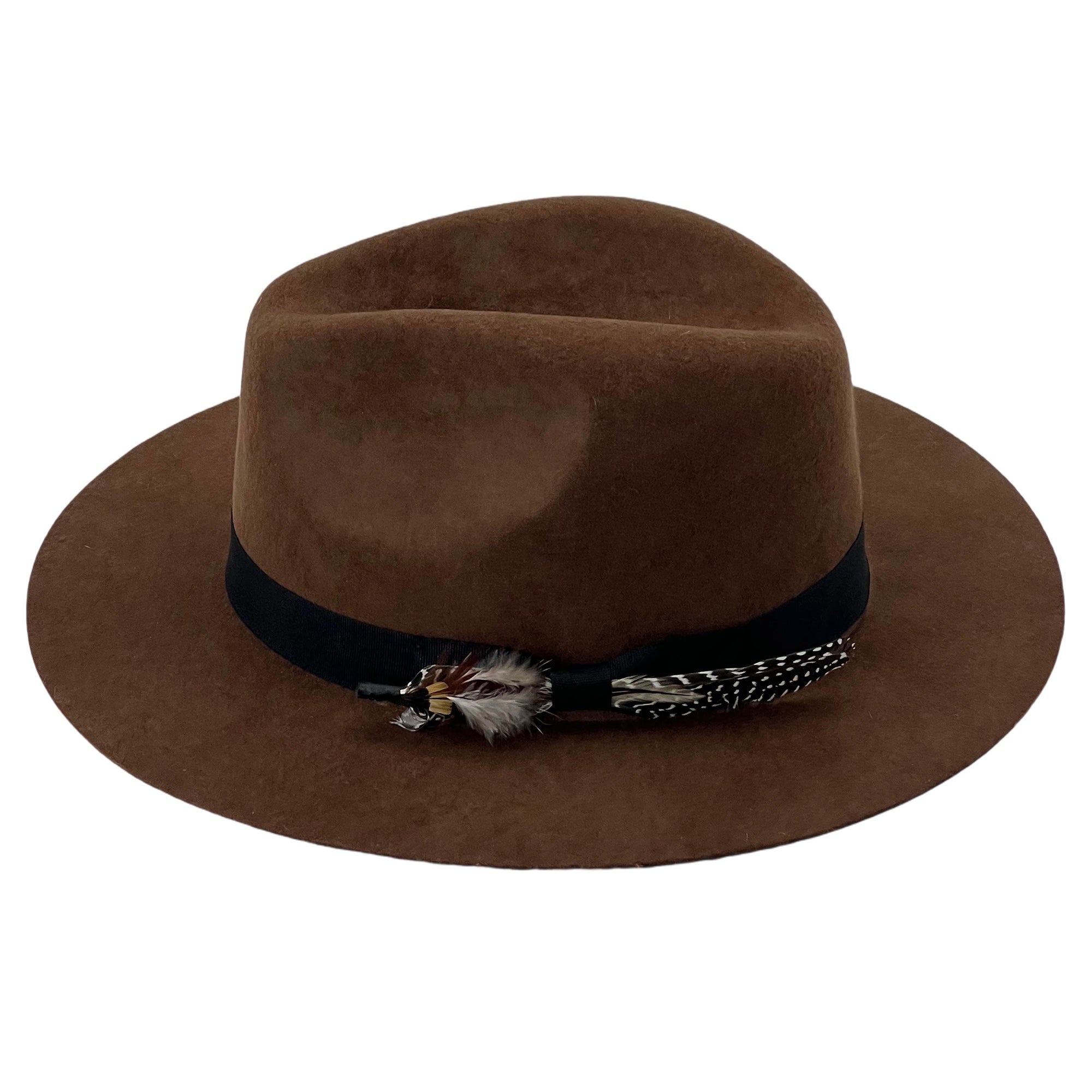 Brown Felt Fedora – Refined Feather Trim