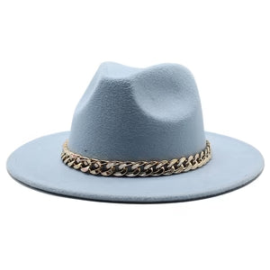 Solid Color Flat-Brim – Chain Band Design