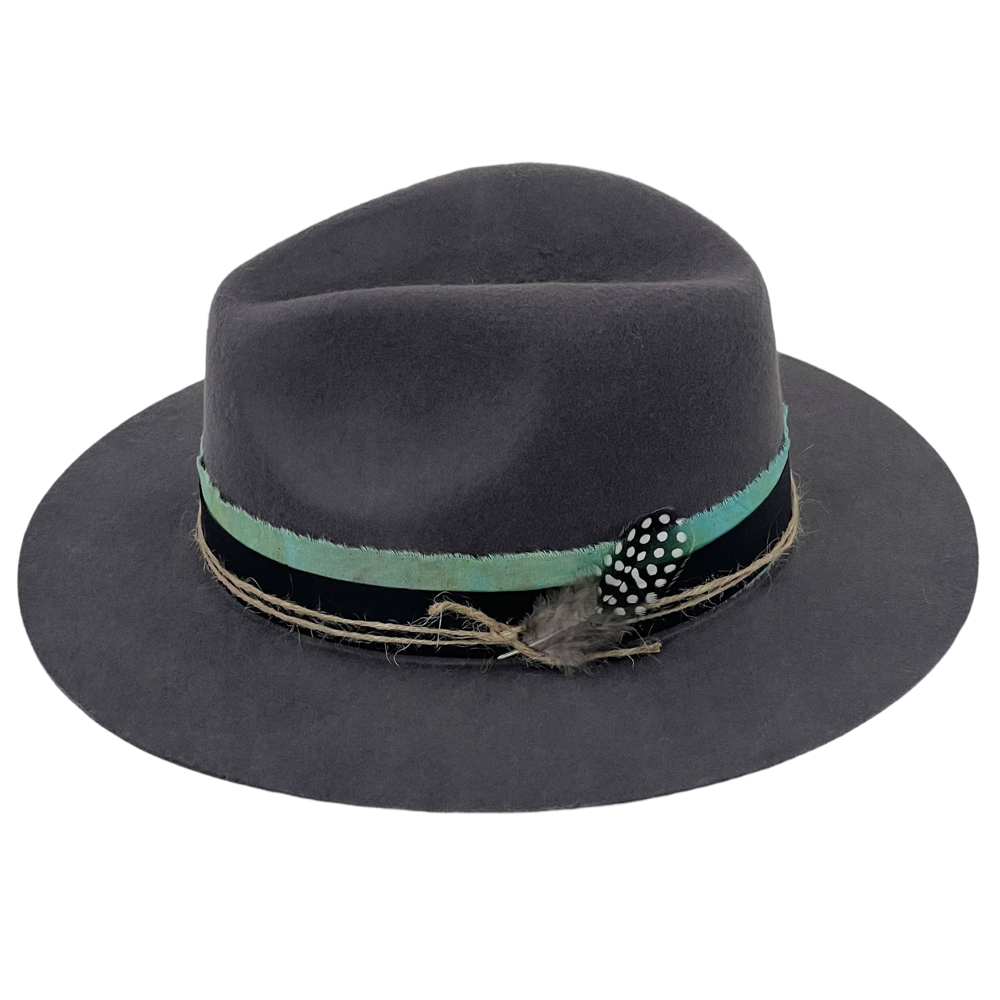 Gray Felt Hat – Blue-Green Dye & Mixed Accents