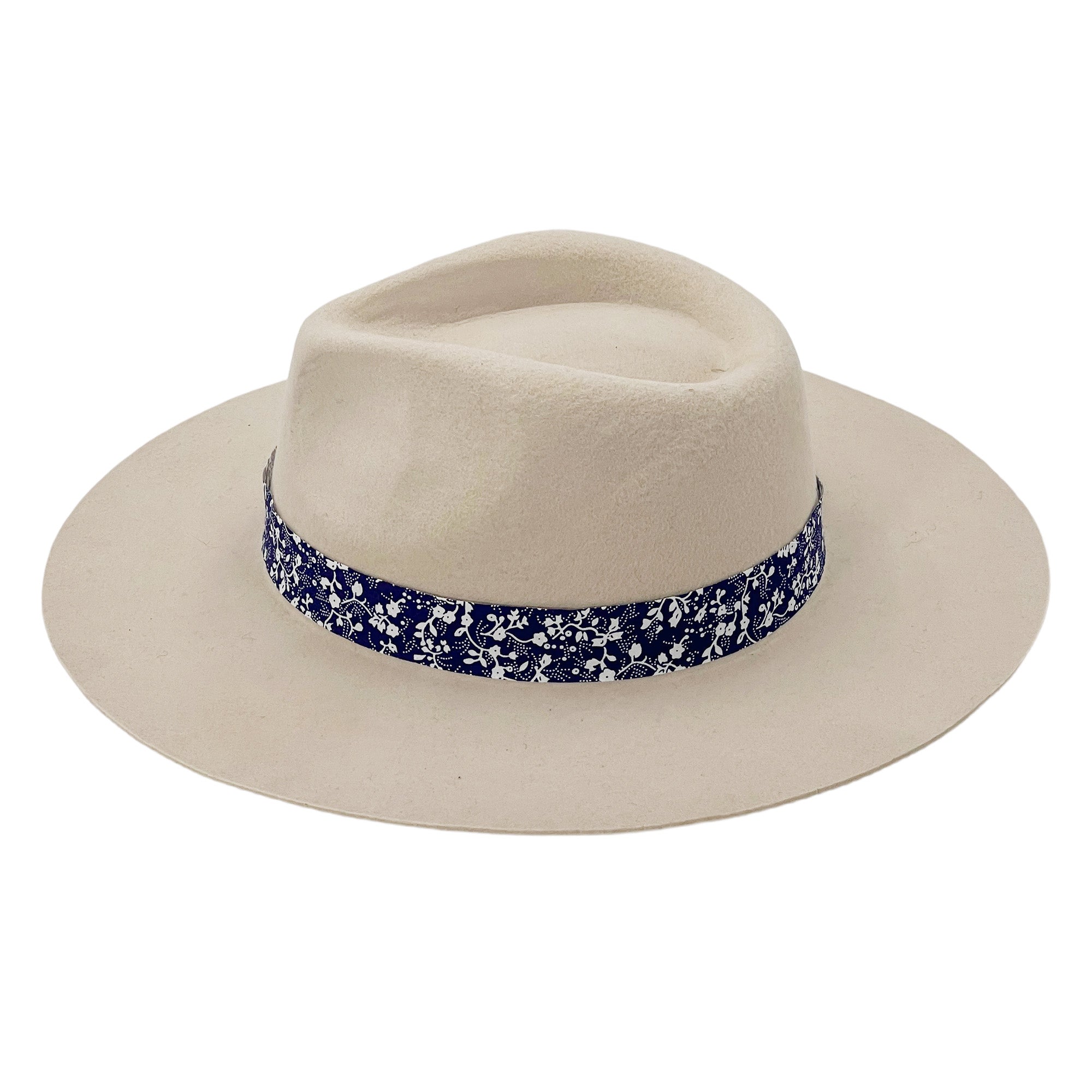 Custom Floral Band Hat – Ivory White