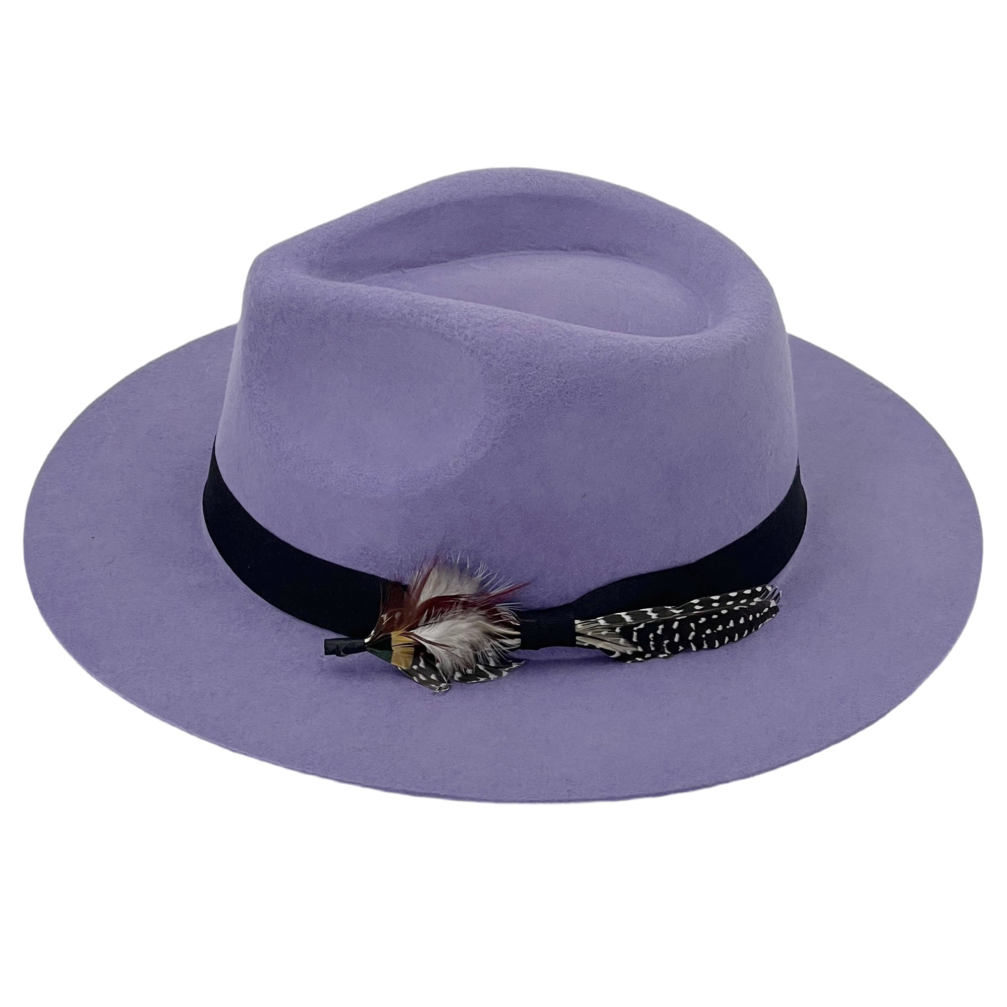 Violet Flat-Brim – Custom Feather Accent