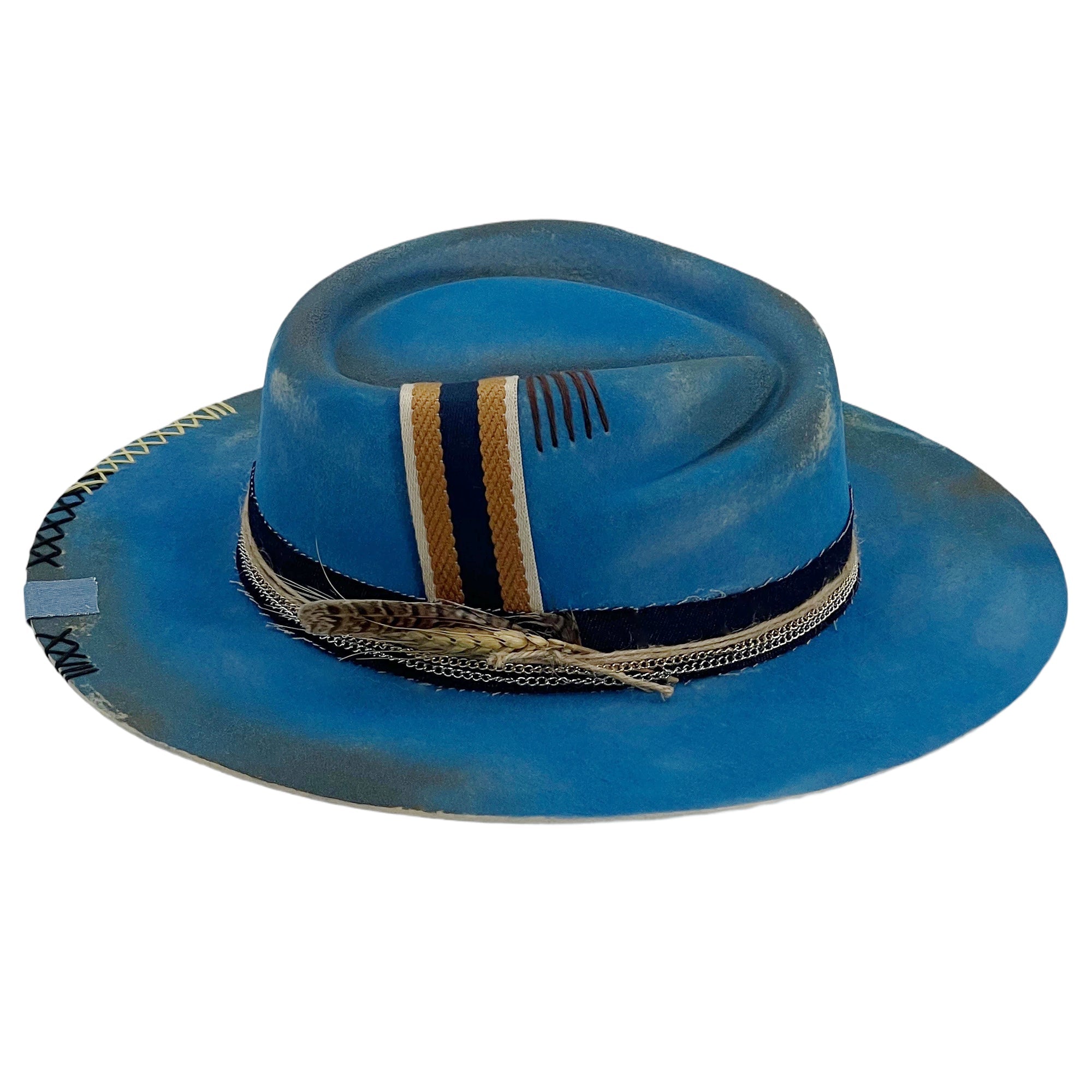 Tempered Teal Retro Wide-Brim Hat