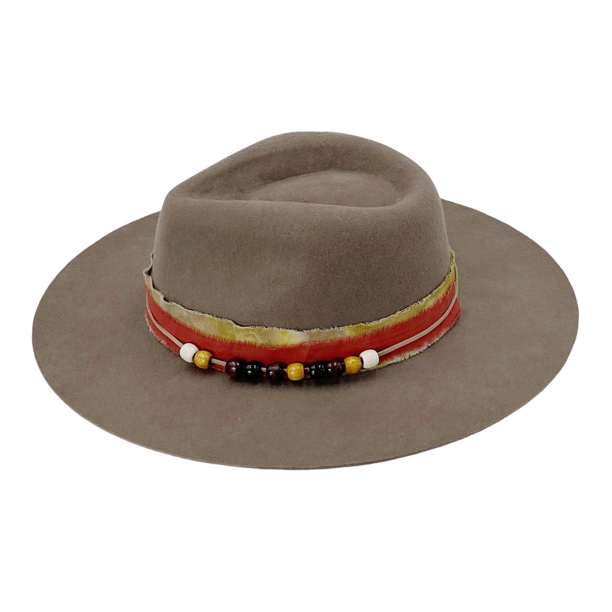 Khaki Gray Wide-Brim Hat