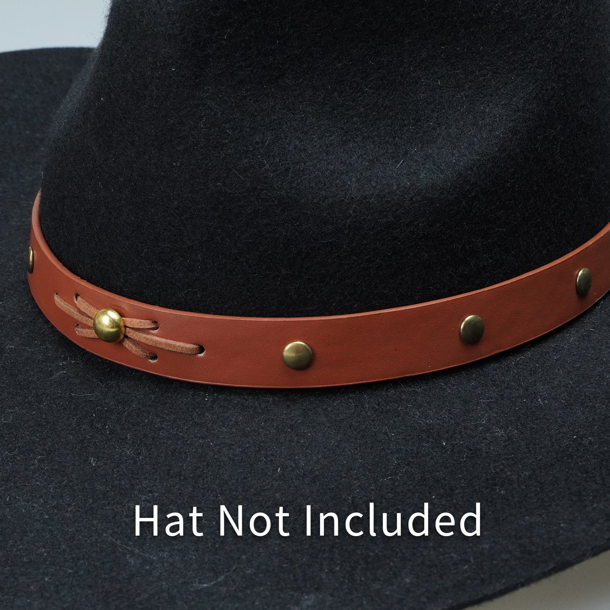 COPPER STUDDED LEATHER HAT BAND