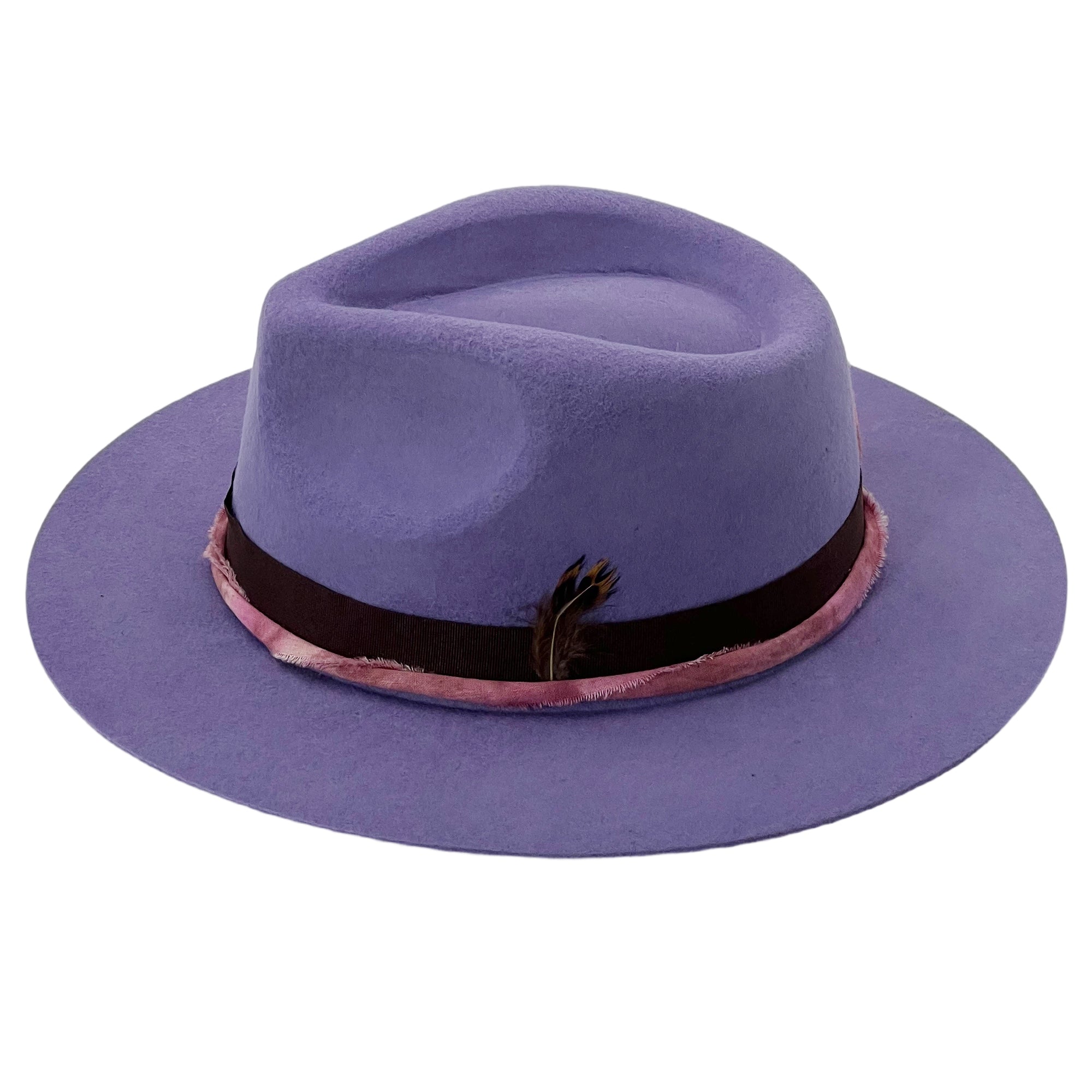 Violet Fedora – Tie-Dye Band & Feather