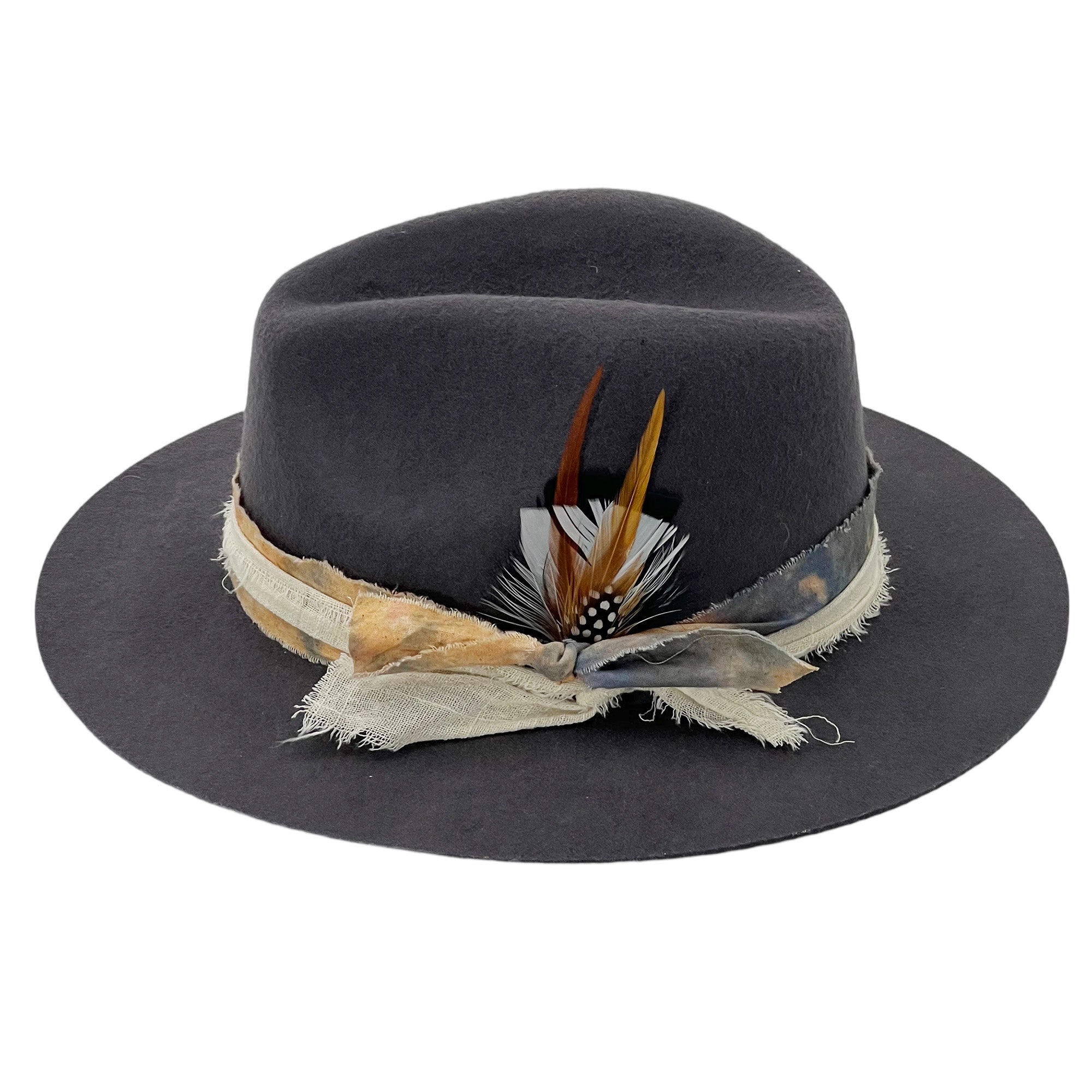 Modern Gray Hat – Feather Accent Detail