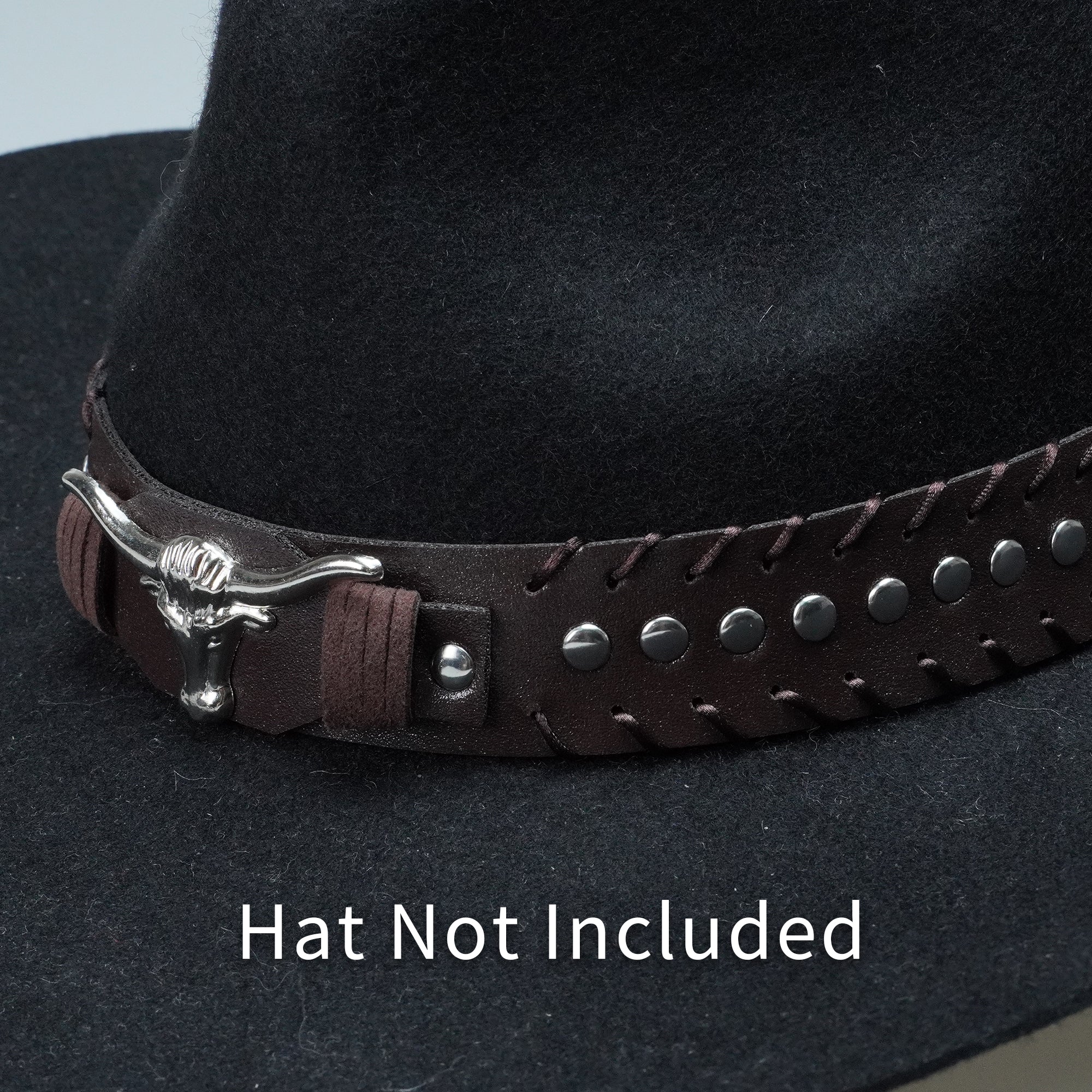 SILVER BULL STUDD LEATHER HAT BAND