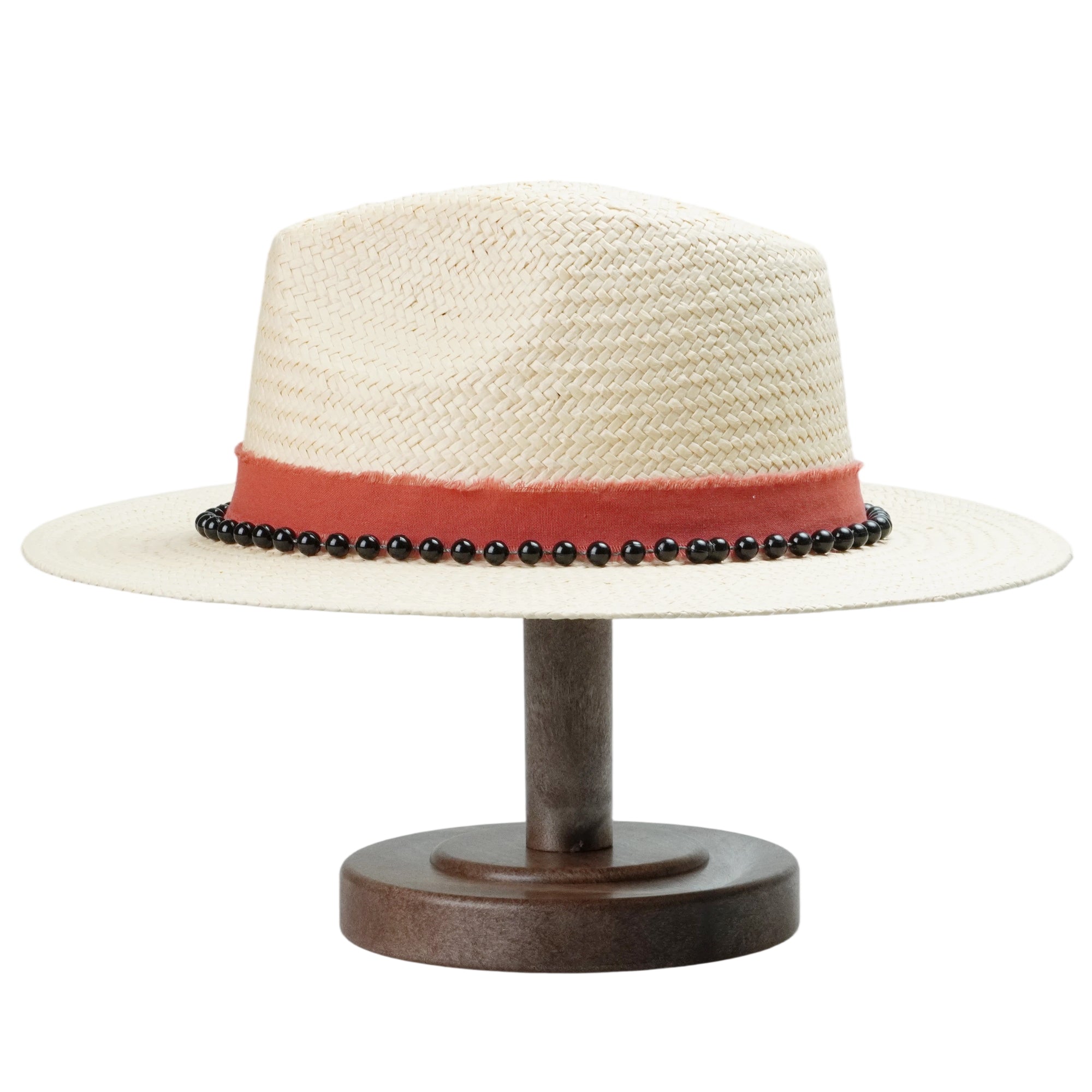 Classic Teardrop Crown - Beige with Black Pearl Strand