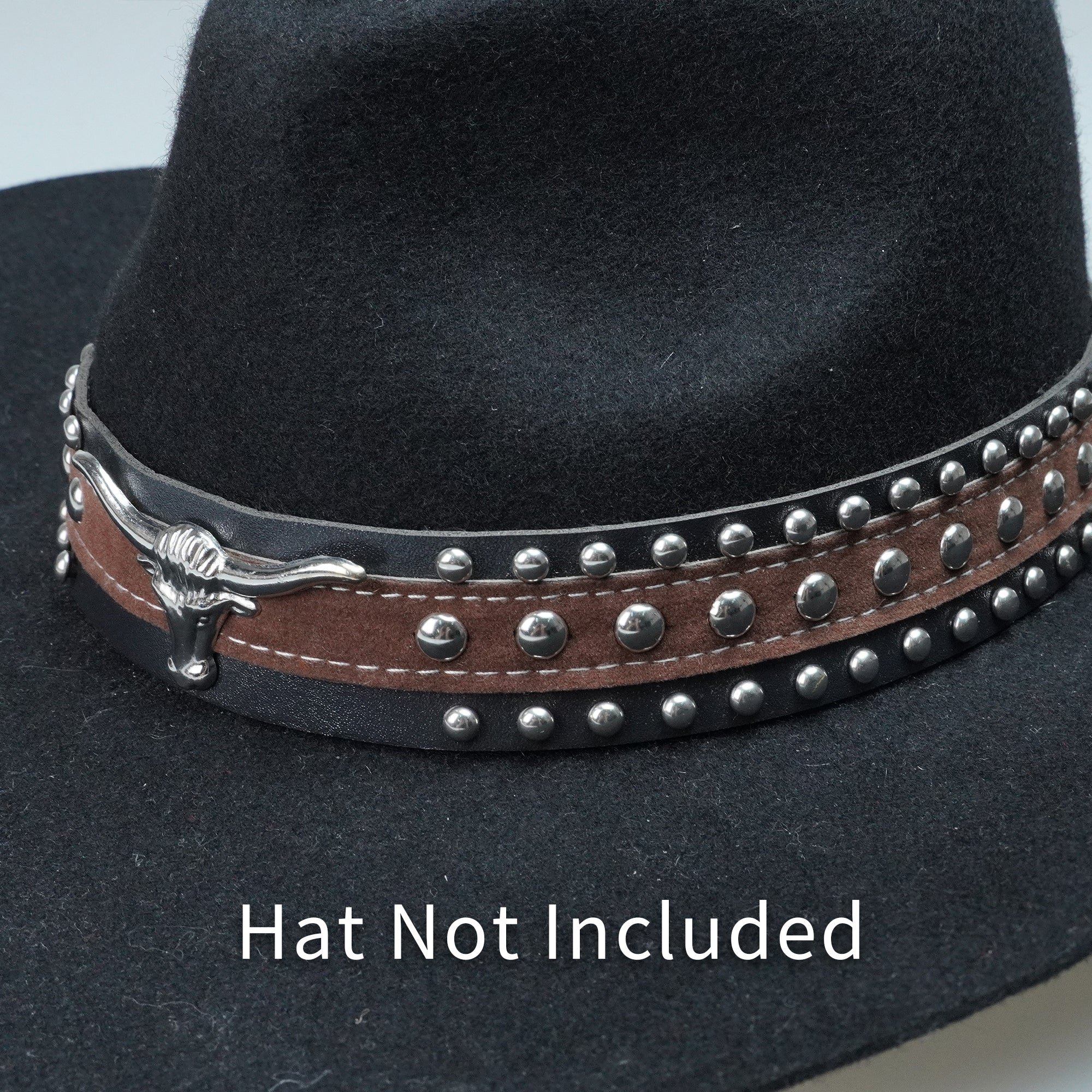 BLACK BROWN BULL LEATHER HAT BAND