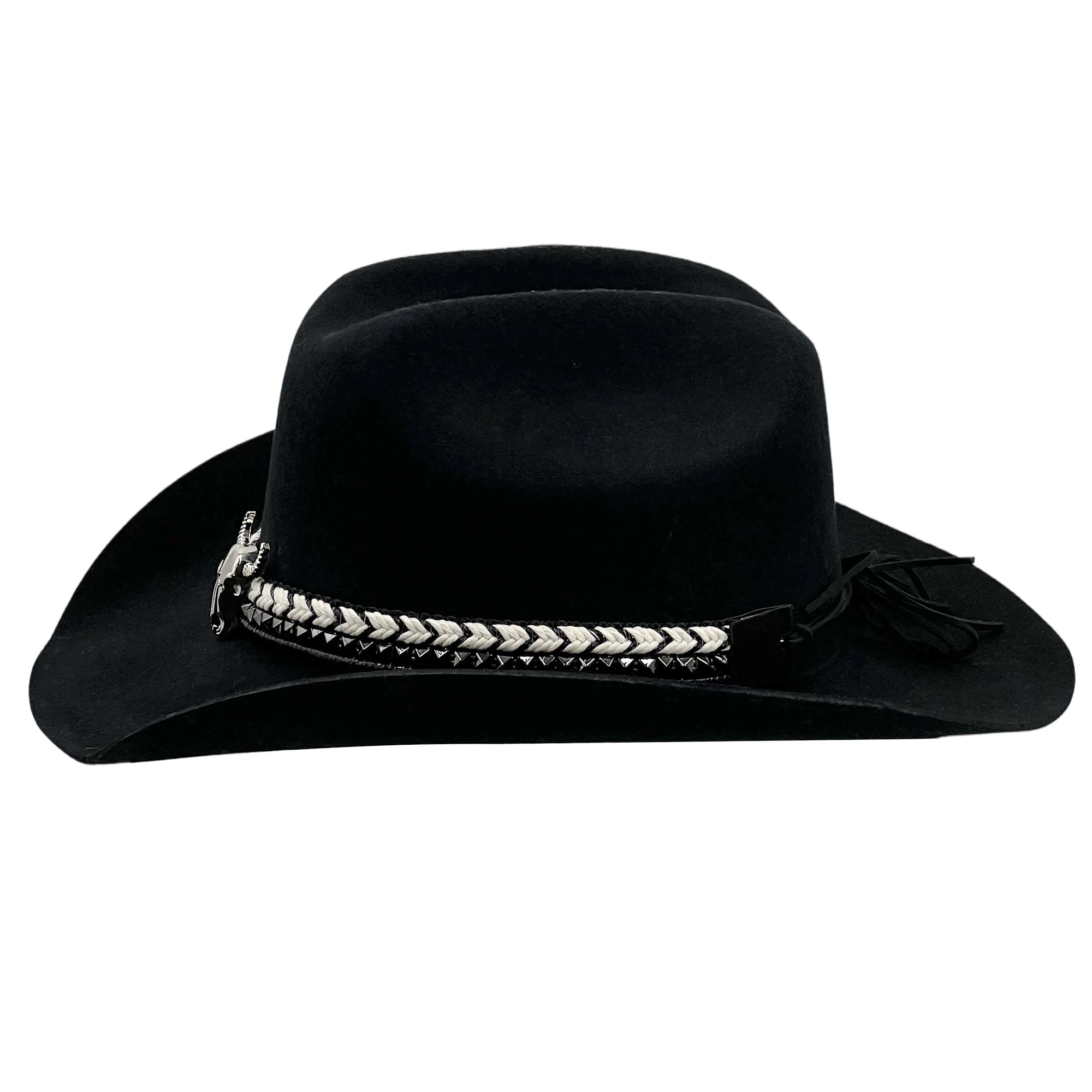 Bold Black Hat – Cow Accent on Band