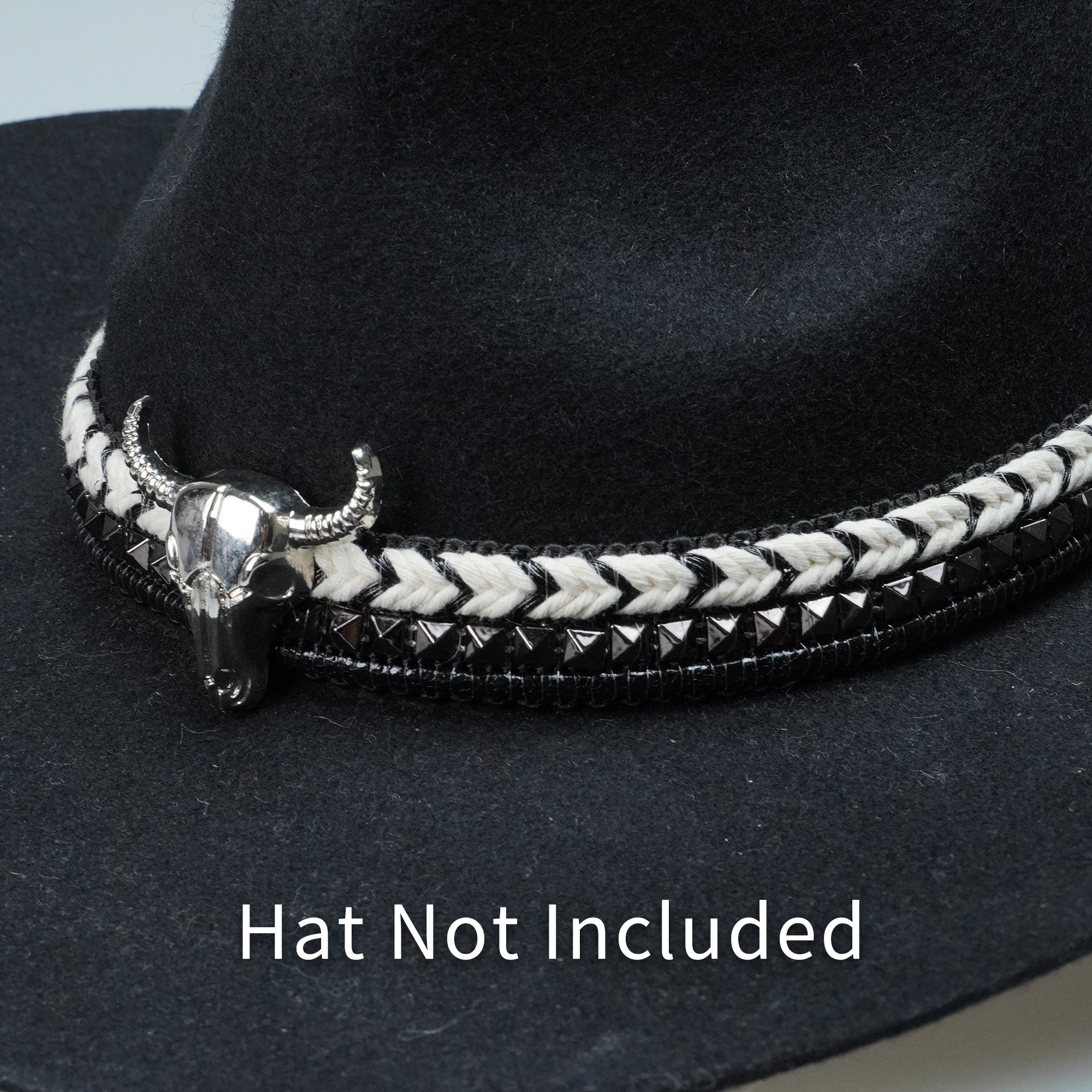 WOVEN BULL HEAD METAL HAT BAND