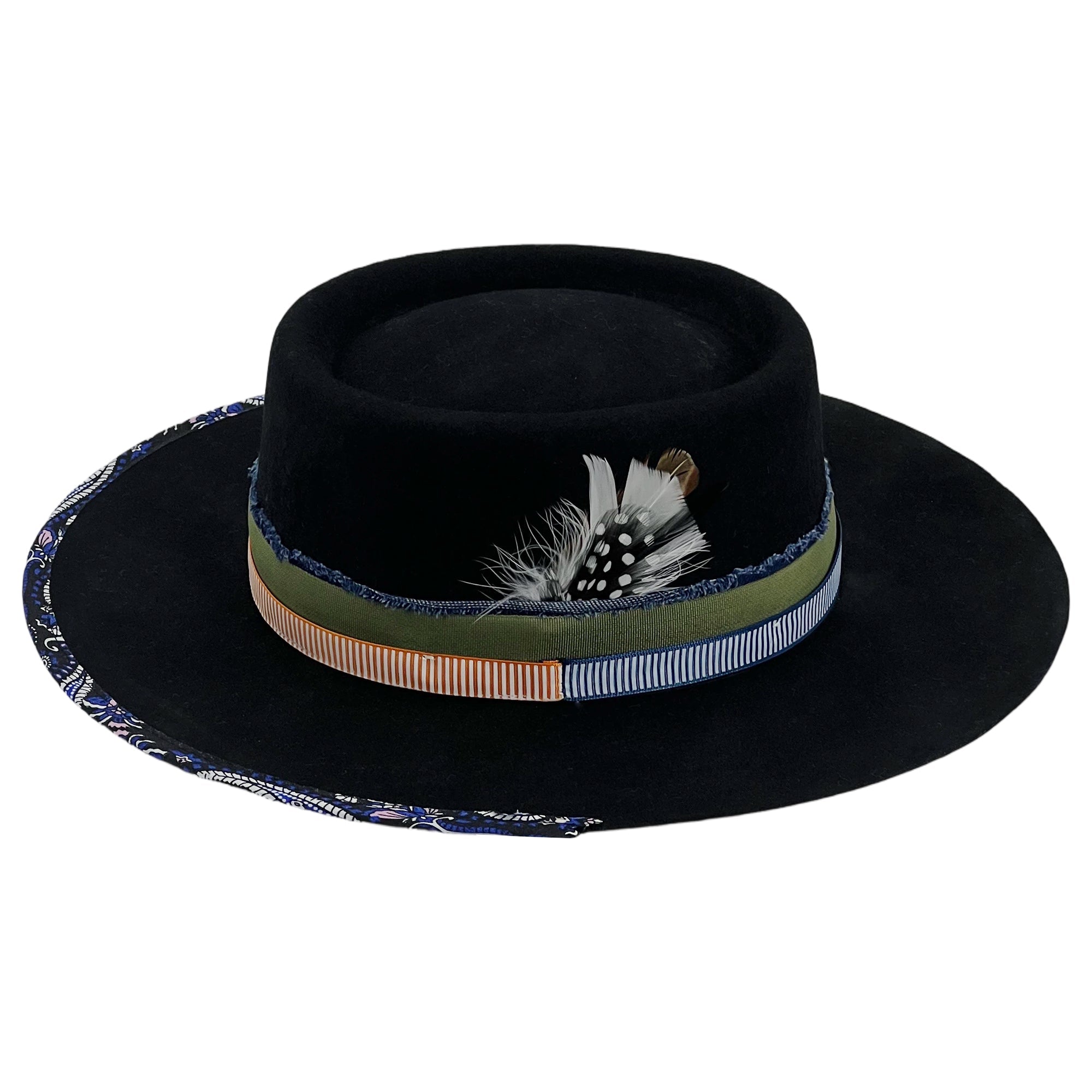 Handcrafted Distressed Fedora with Ribbon Accents