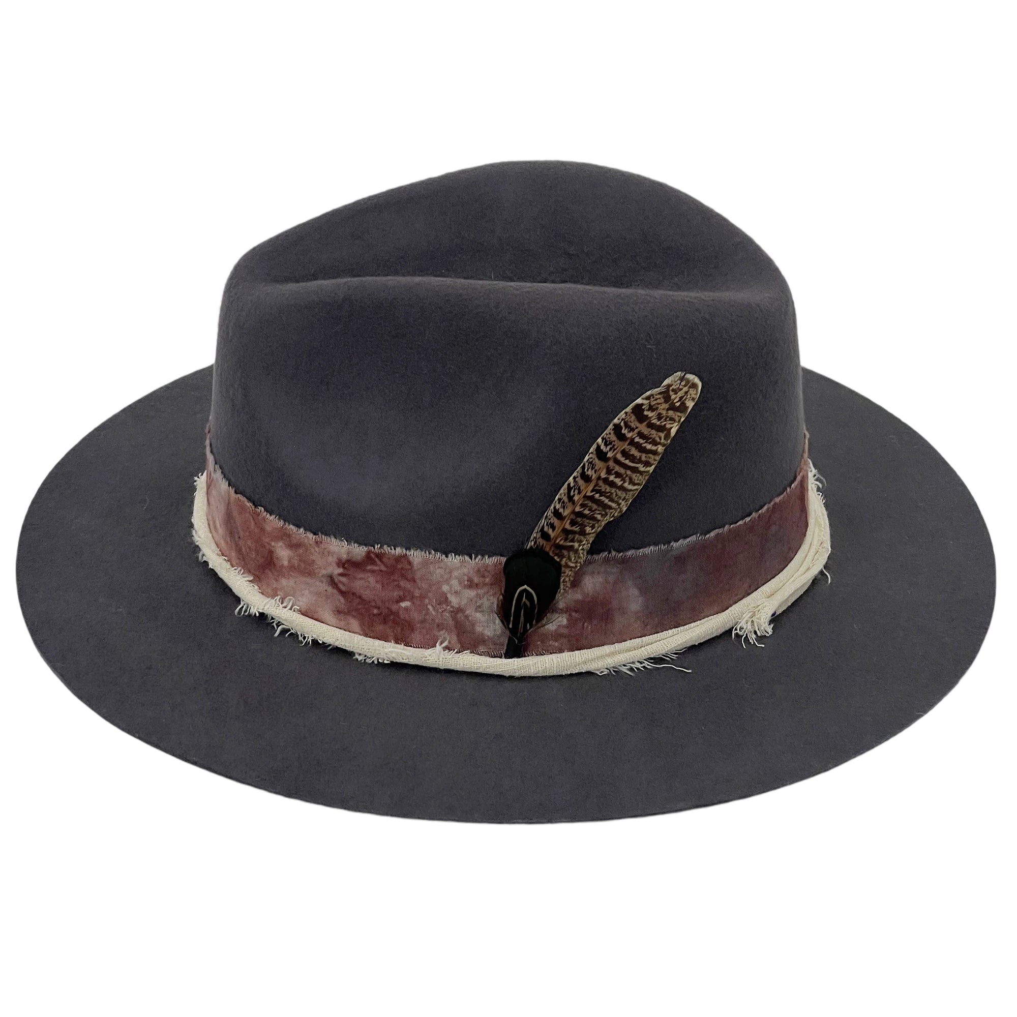 Cool Gray Fedora – Tie-Dye Band & Feather
