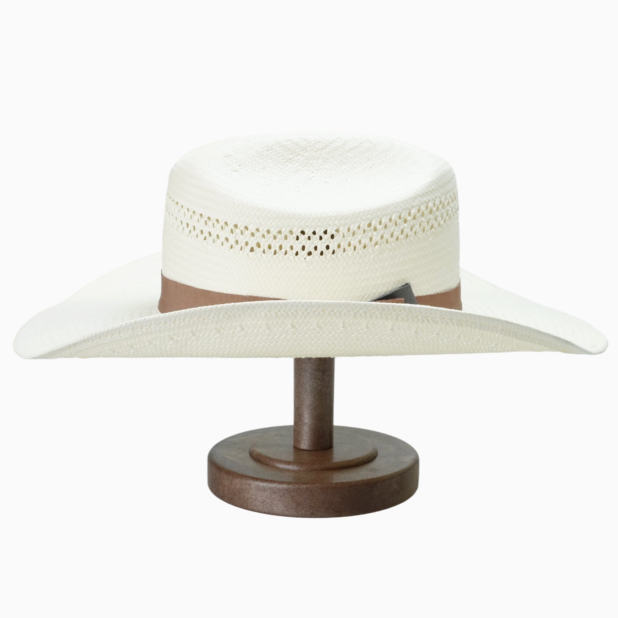 Off-White Breathable Straw Fedora with Brown Ribbon Band & Bow