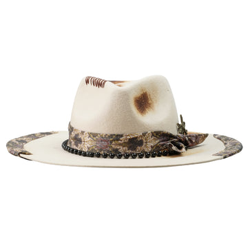Hand-Burned Refined Felt Hat – Subtle Hue, Edgy Flame Marks