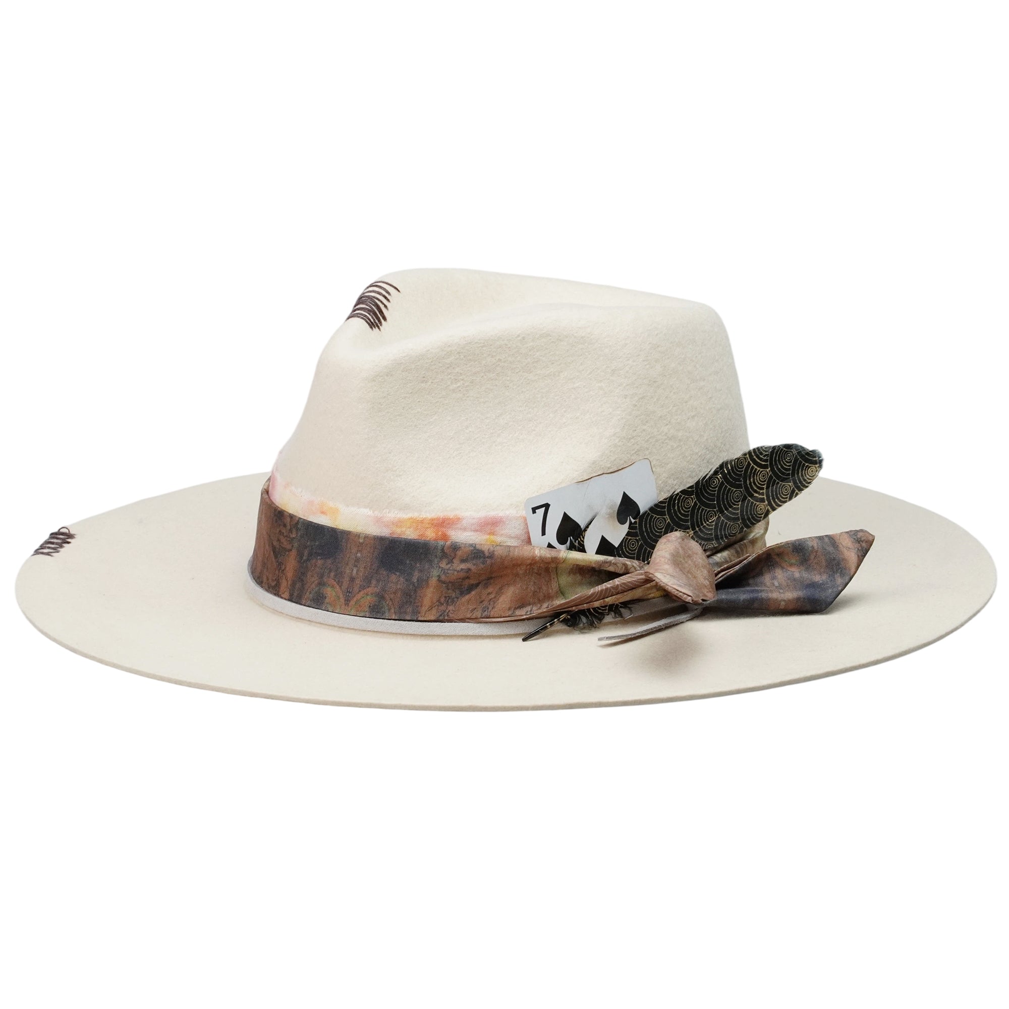 Elegant Beige Hat with Decorative Card Detail