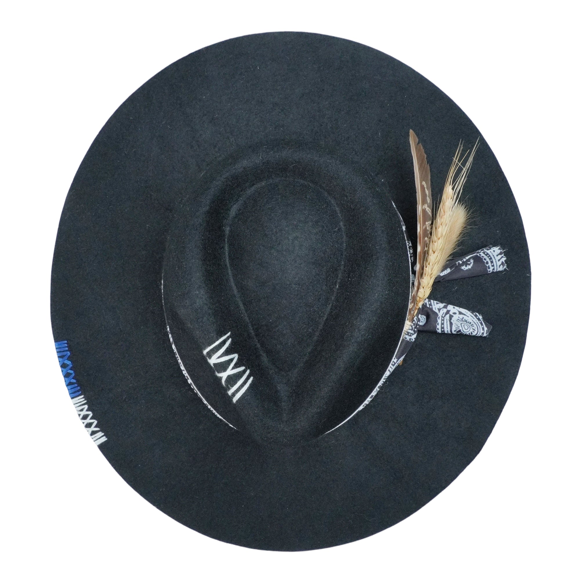 Black Straight Brim Felt Hat with Croc Band