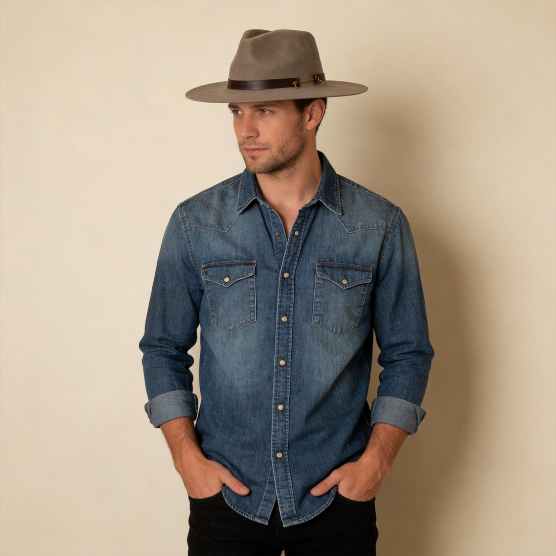 Soft Tan Flat-Brim – Minimalist Leather Strap