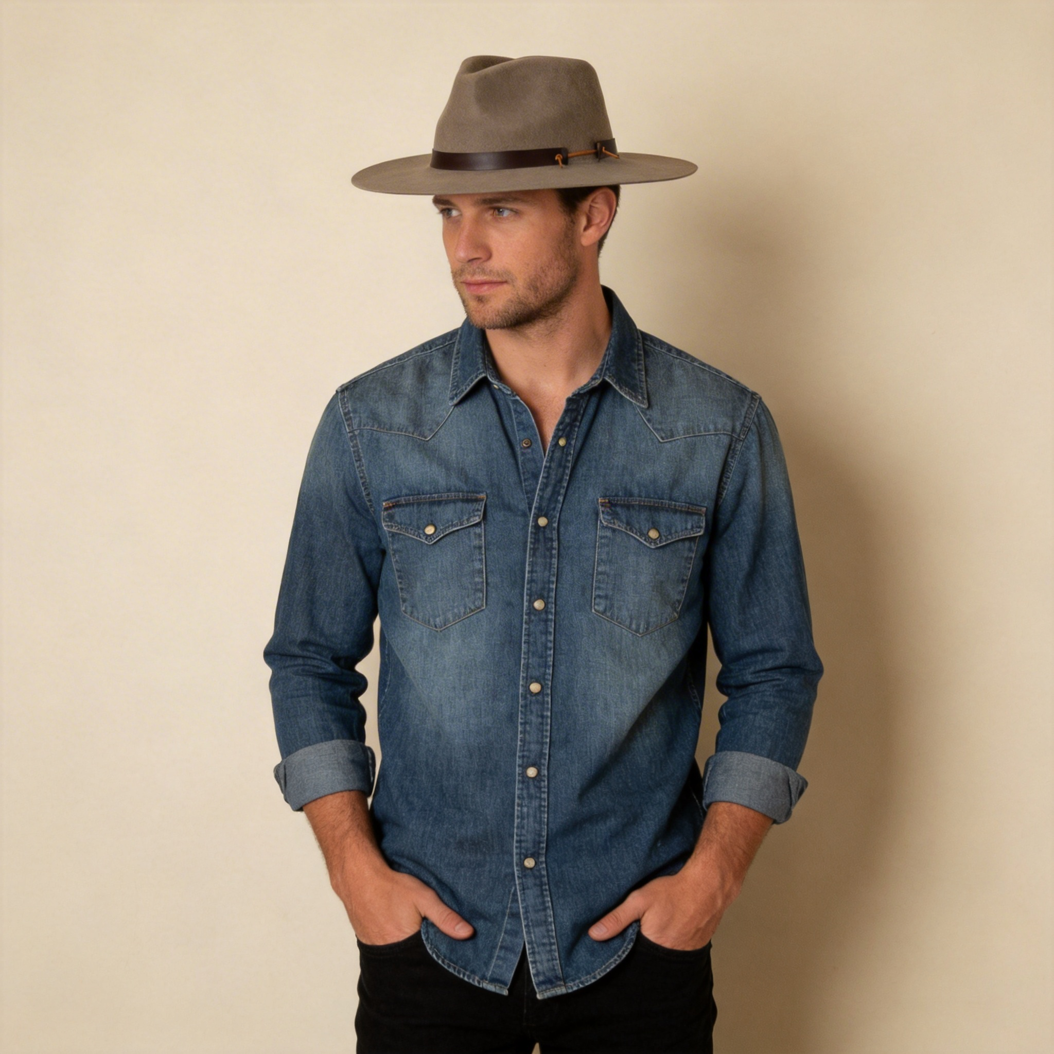 Soft Tan Flat-Brim – Minimalist Leather Strap