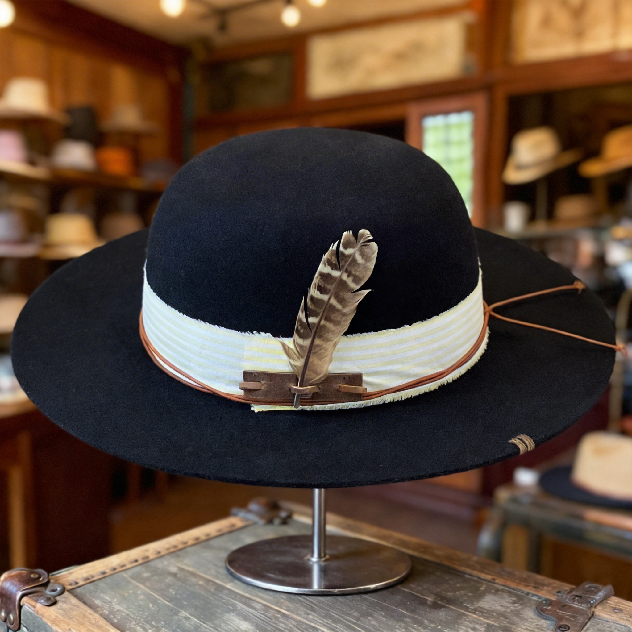 Black Flat-Brim – Striped Band