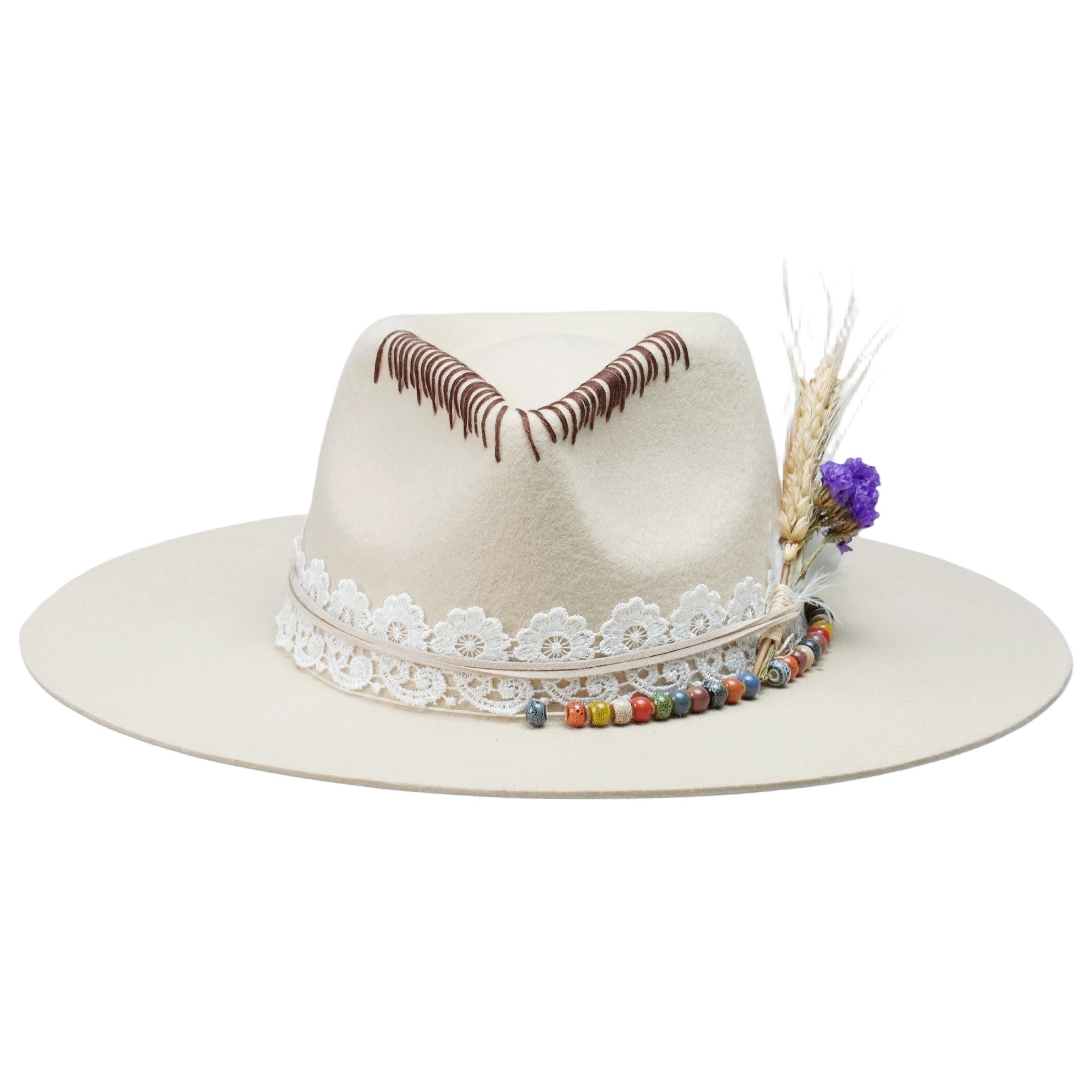 Classic Teardrop Crown - Cream with Colorful Beads