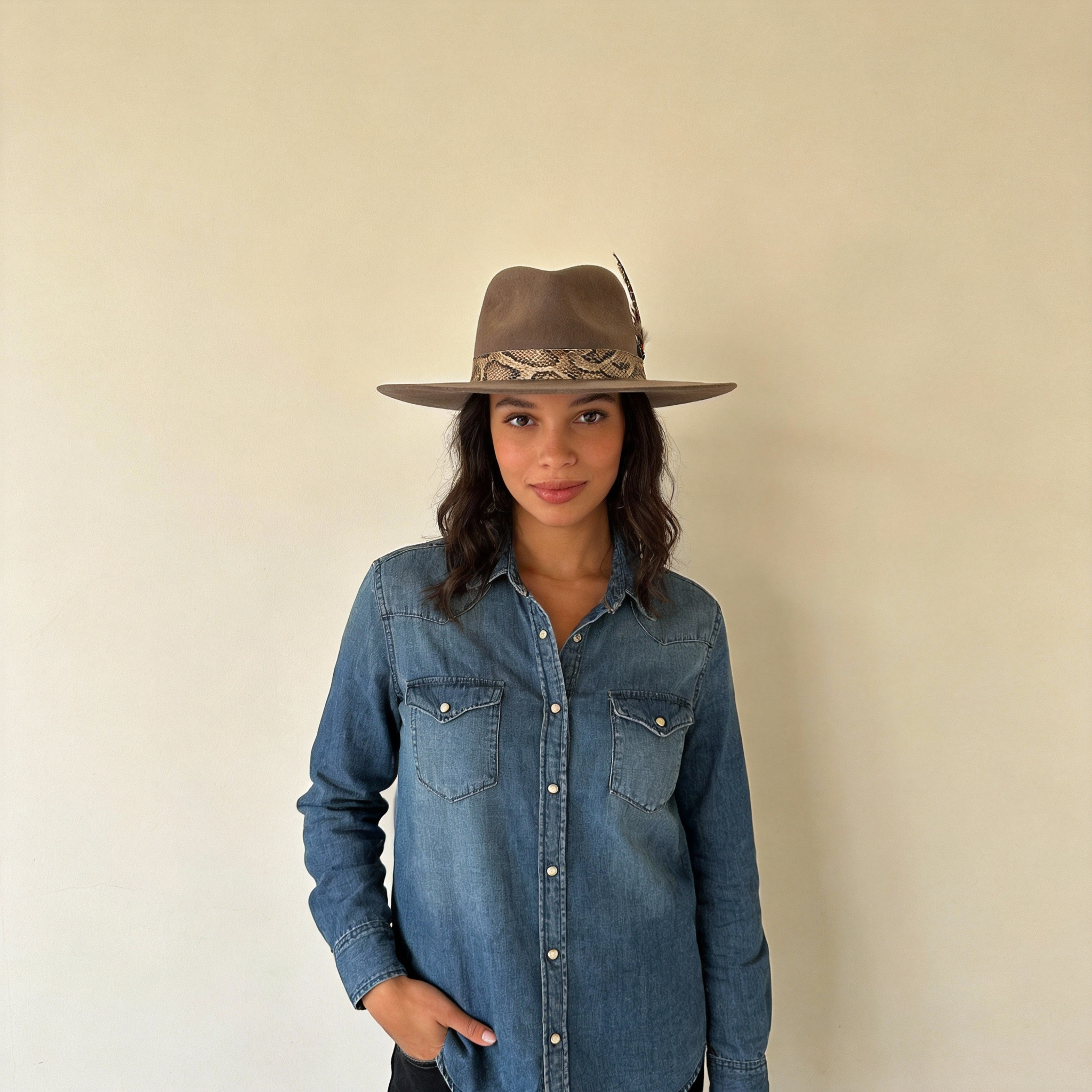 Soft Gray Wide-Brim Hat