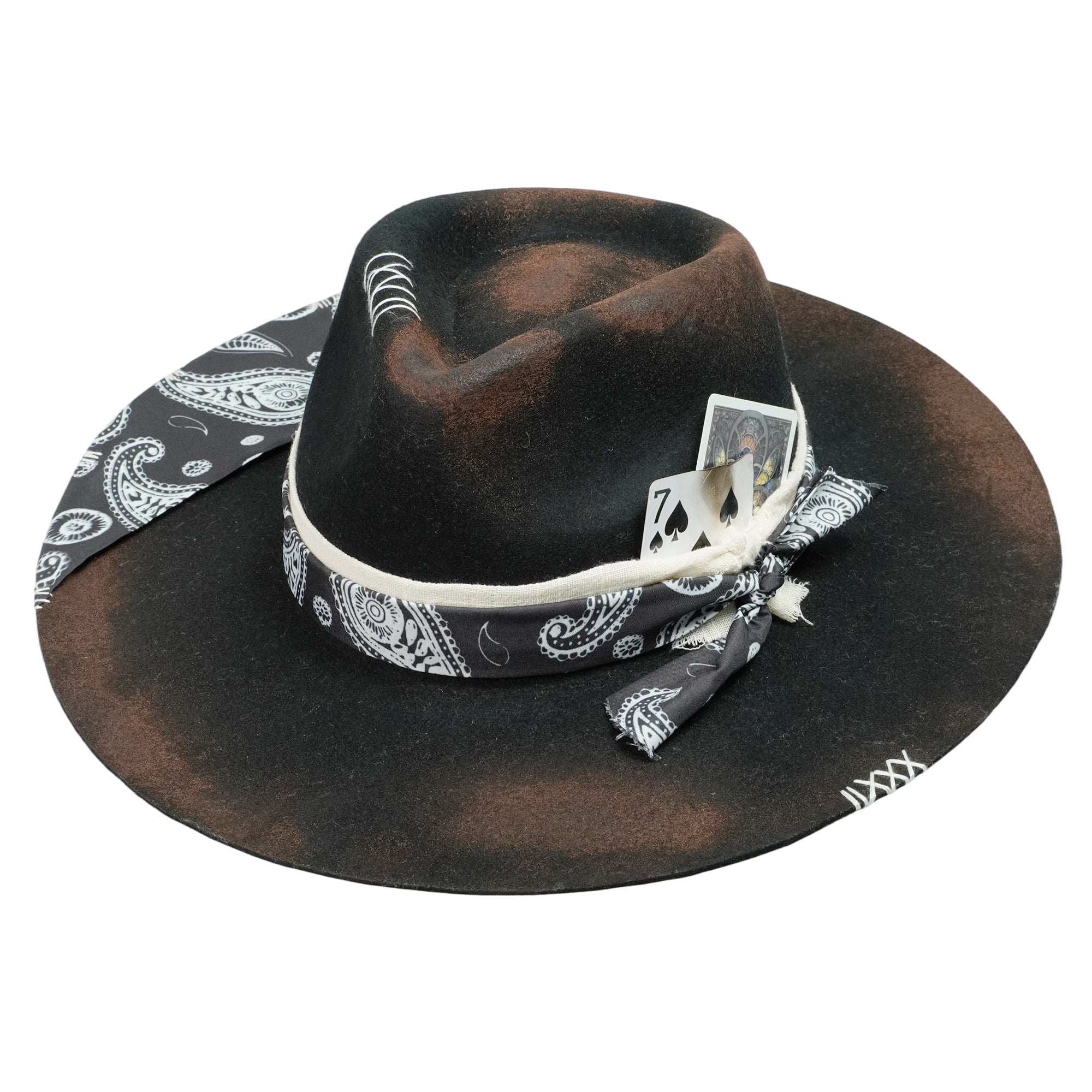 Modern Felt Hat – Burnt Finish, Textile Brim Decoration