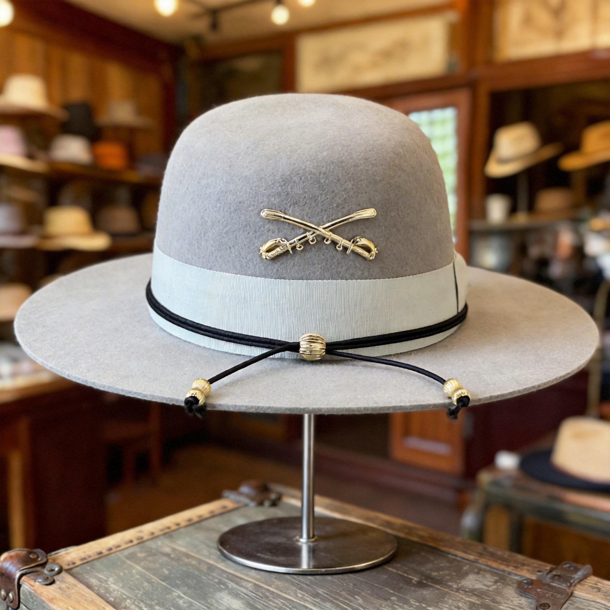 Modern Gray Hat – Minimalist Metal Trim