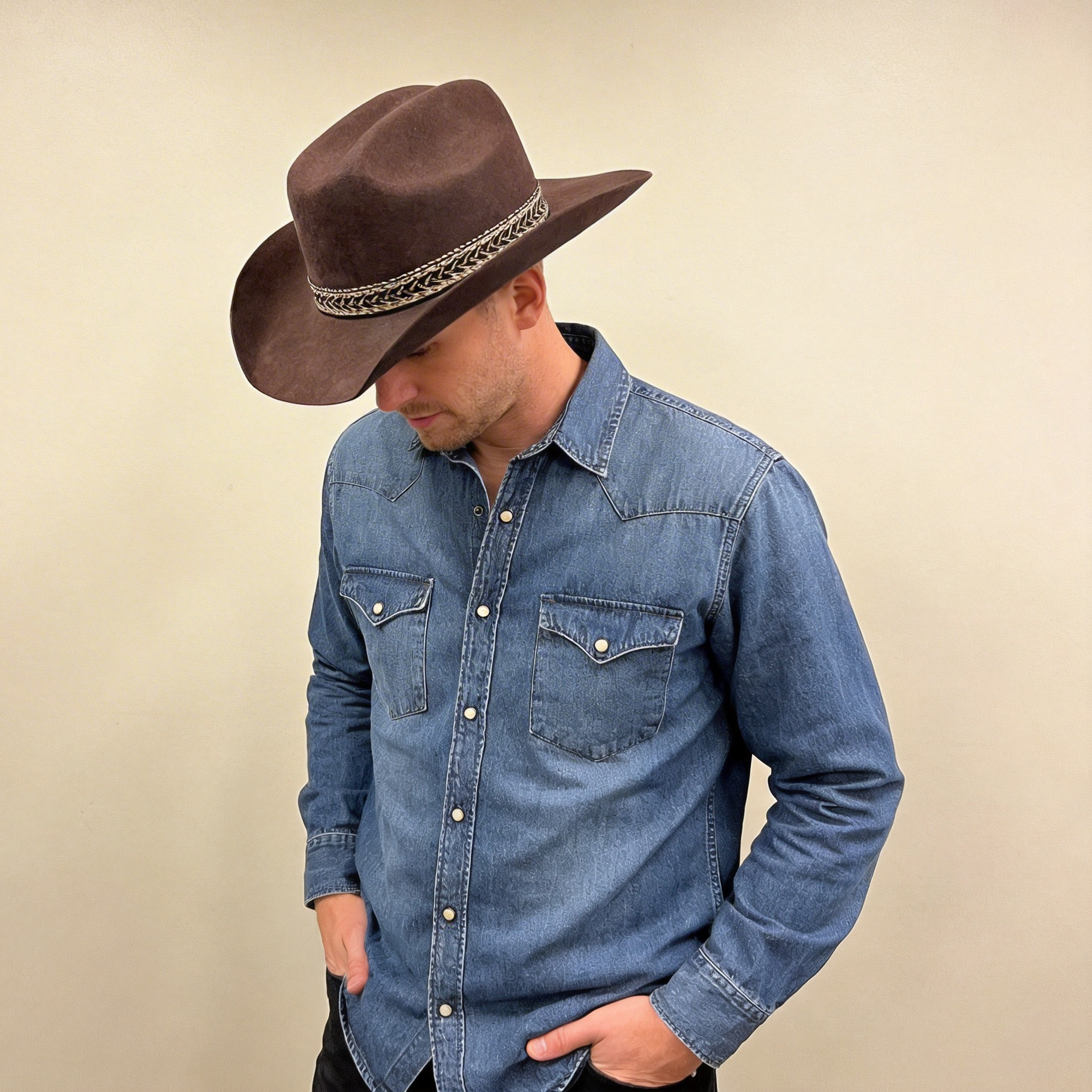 Chestnut Cowboy Hat – Custom Woven Band