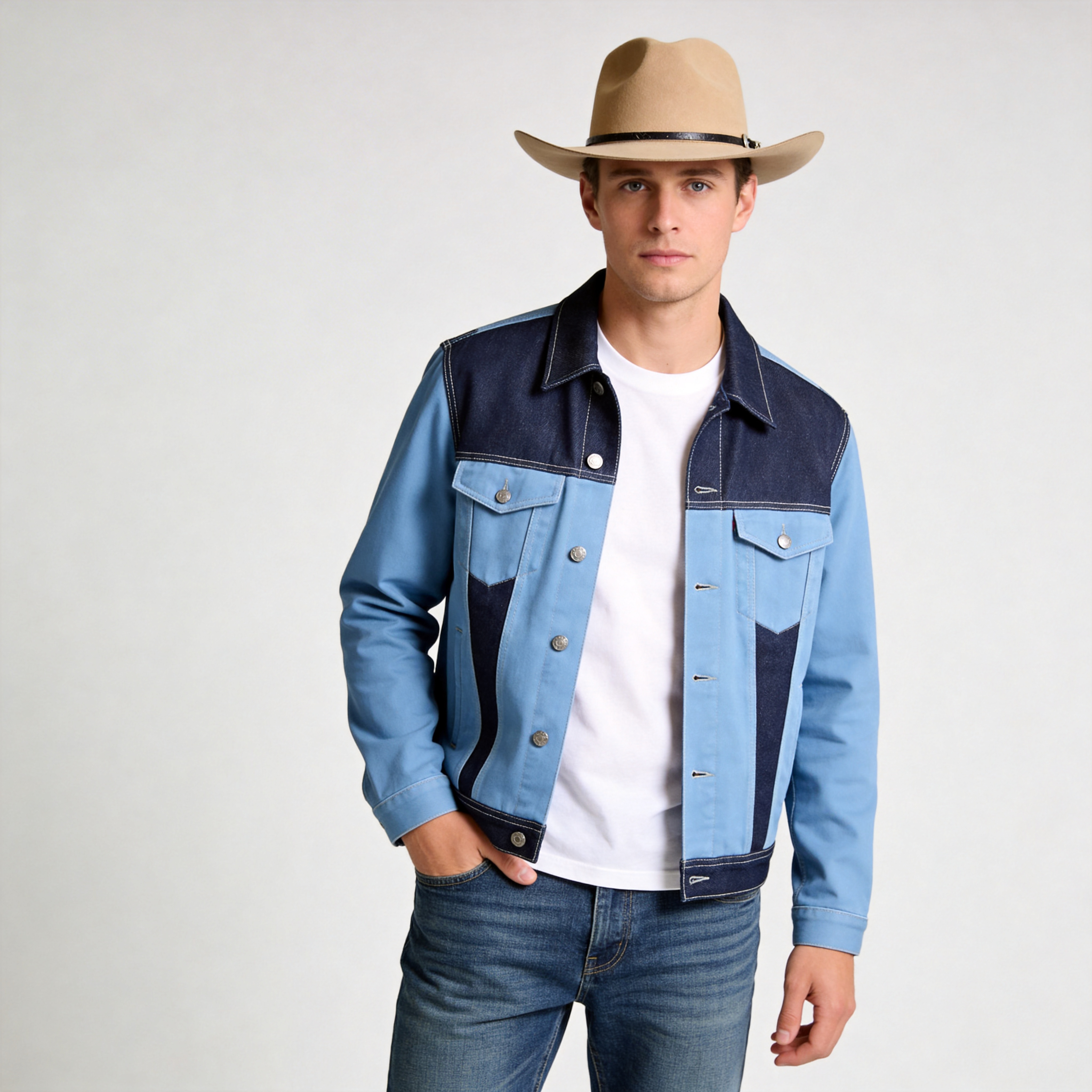 Khaki Cowboy – Minimalist Leather Accent