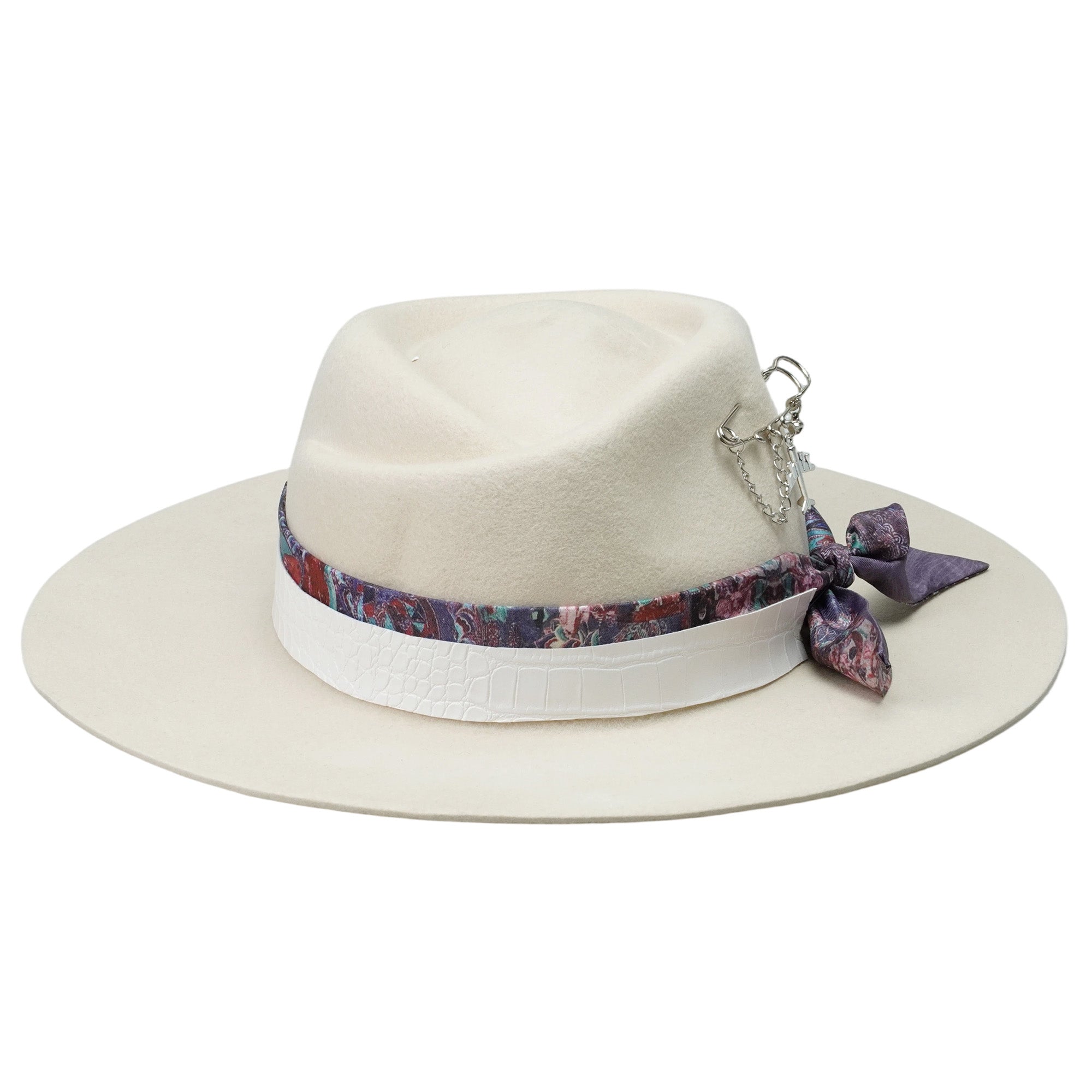 Felt Rose Hat with Textured Leather Trim