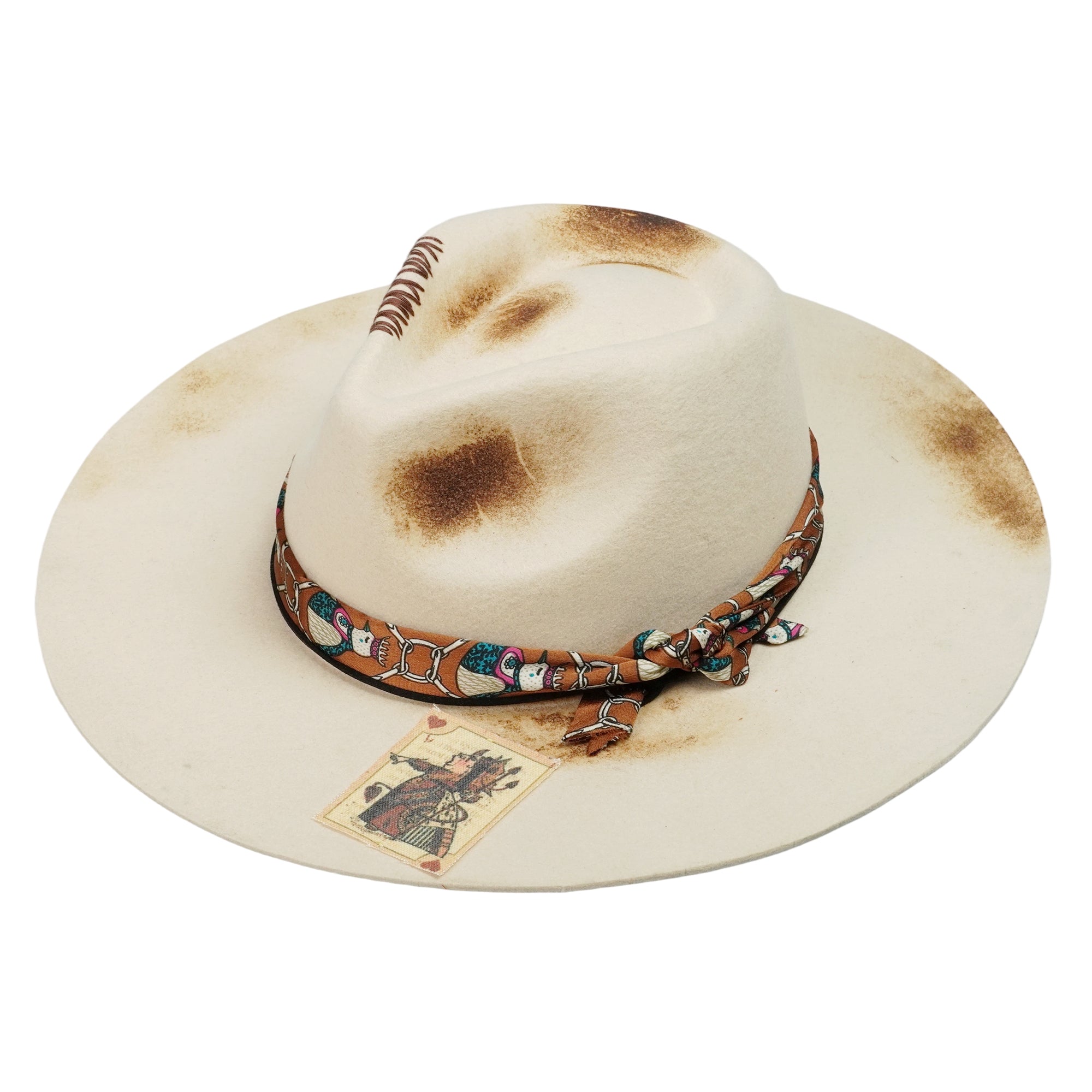 Statement Felt Hat – Teardrop Crown, Decorated Brim
