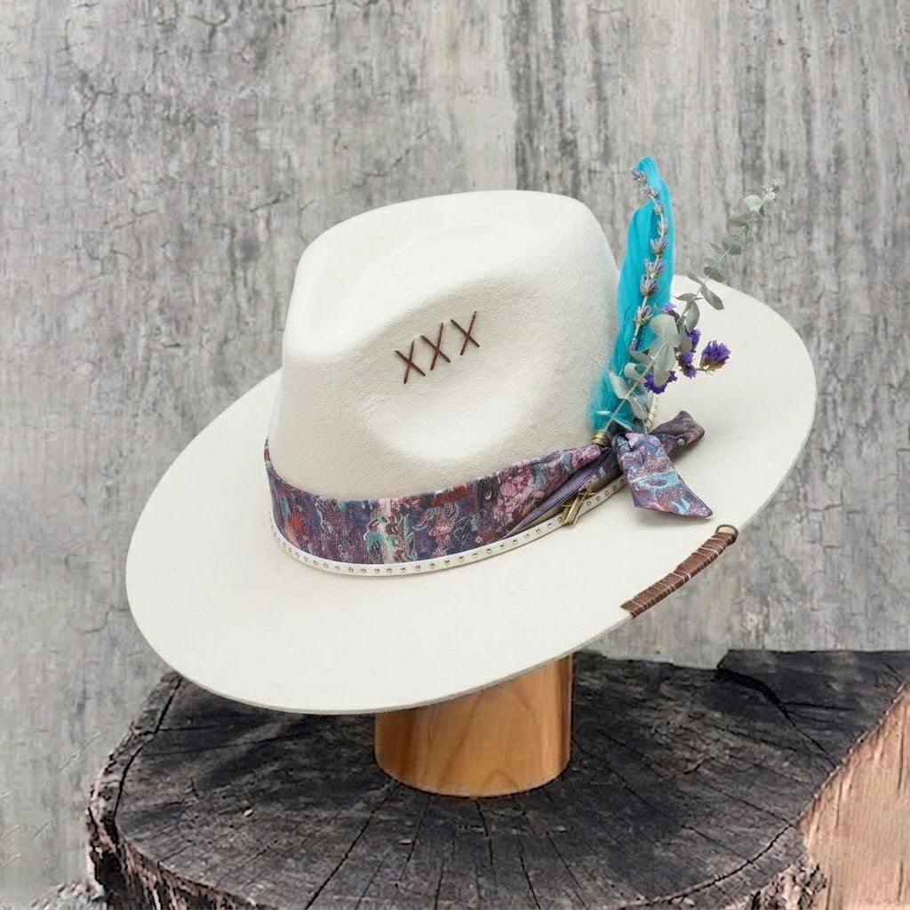 Classic Teardrop Crown - Off-White with Floral Accent