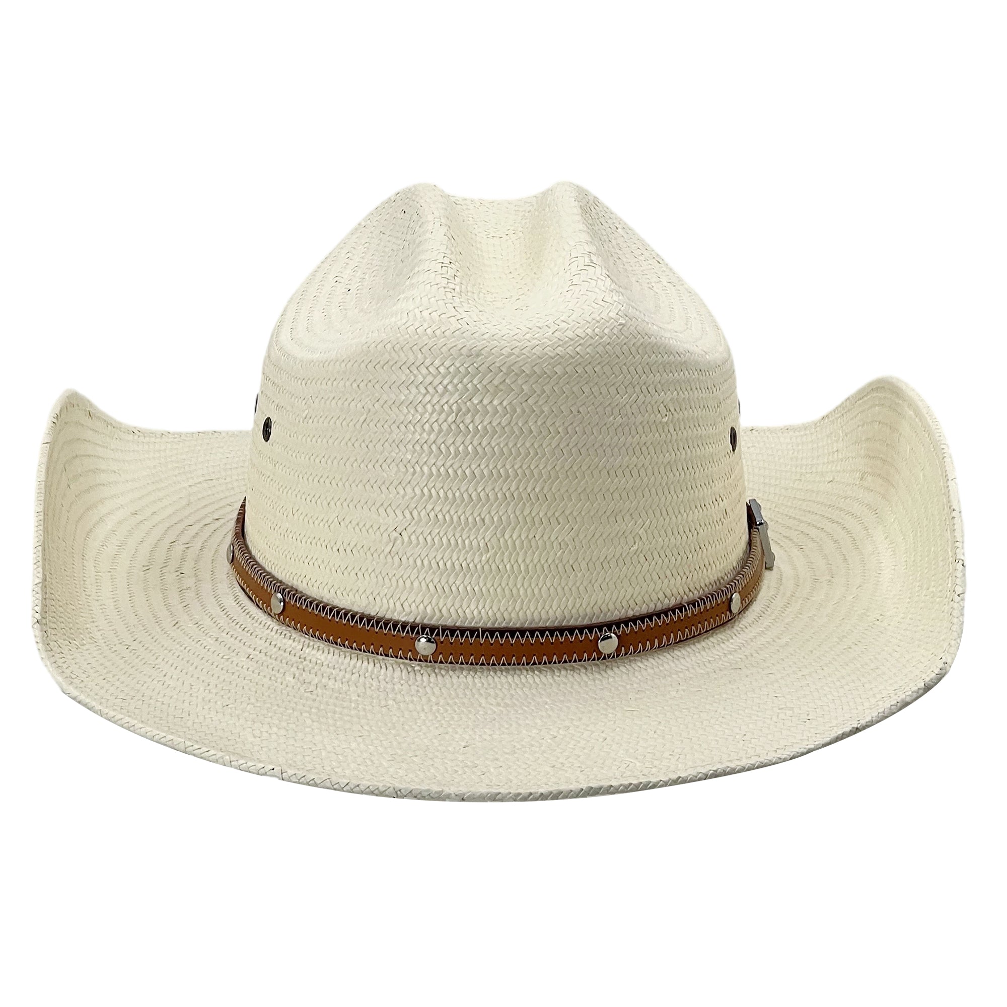 Beige Base -Woven Summer Hats Custom Leather