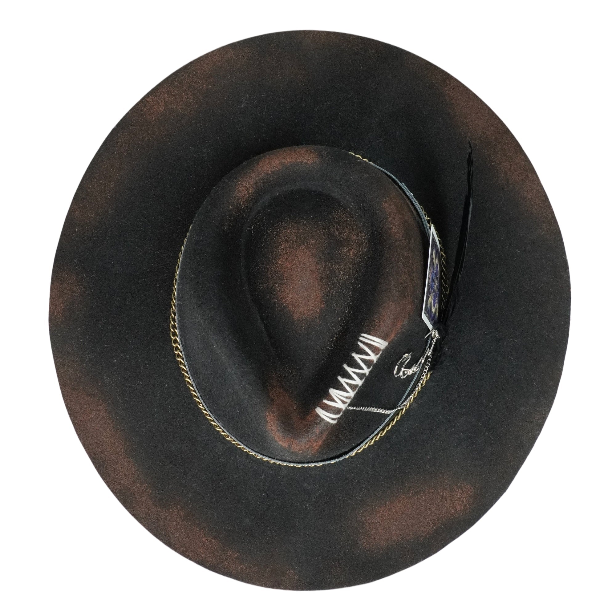 Hand-Burned Bold Felt Hat – Neutral Black, Textural Contrast