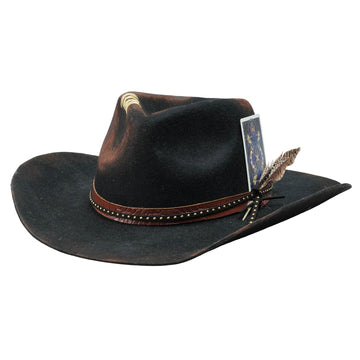 Distressed Felt Hat – Curled Brim, Croc-Textured Band