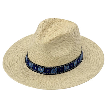 Modern Straw Hat – Woven Accent in Beige