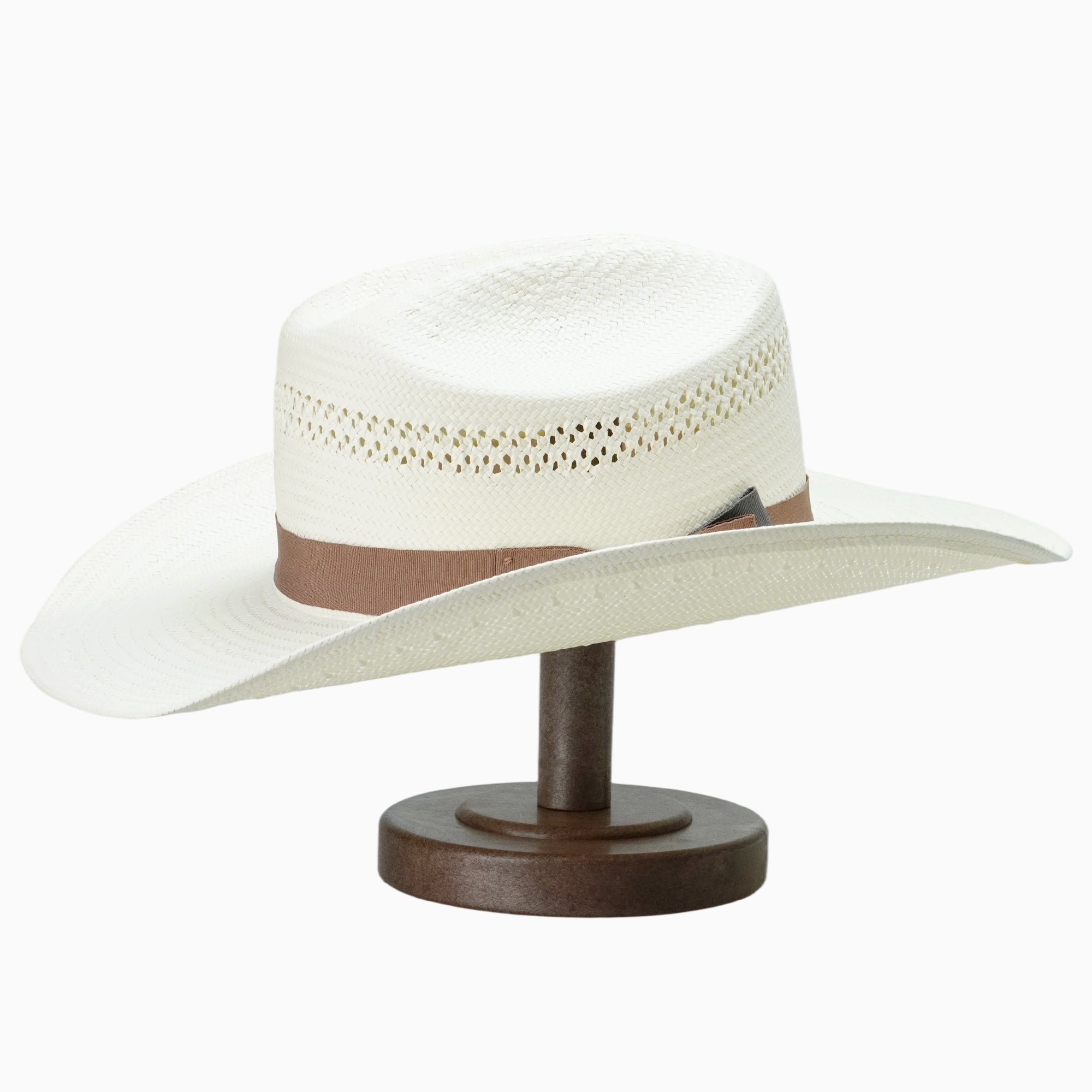 Off-White Breathable Straw Fedora with Brown Ribbon Band & Bow