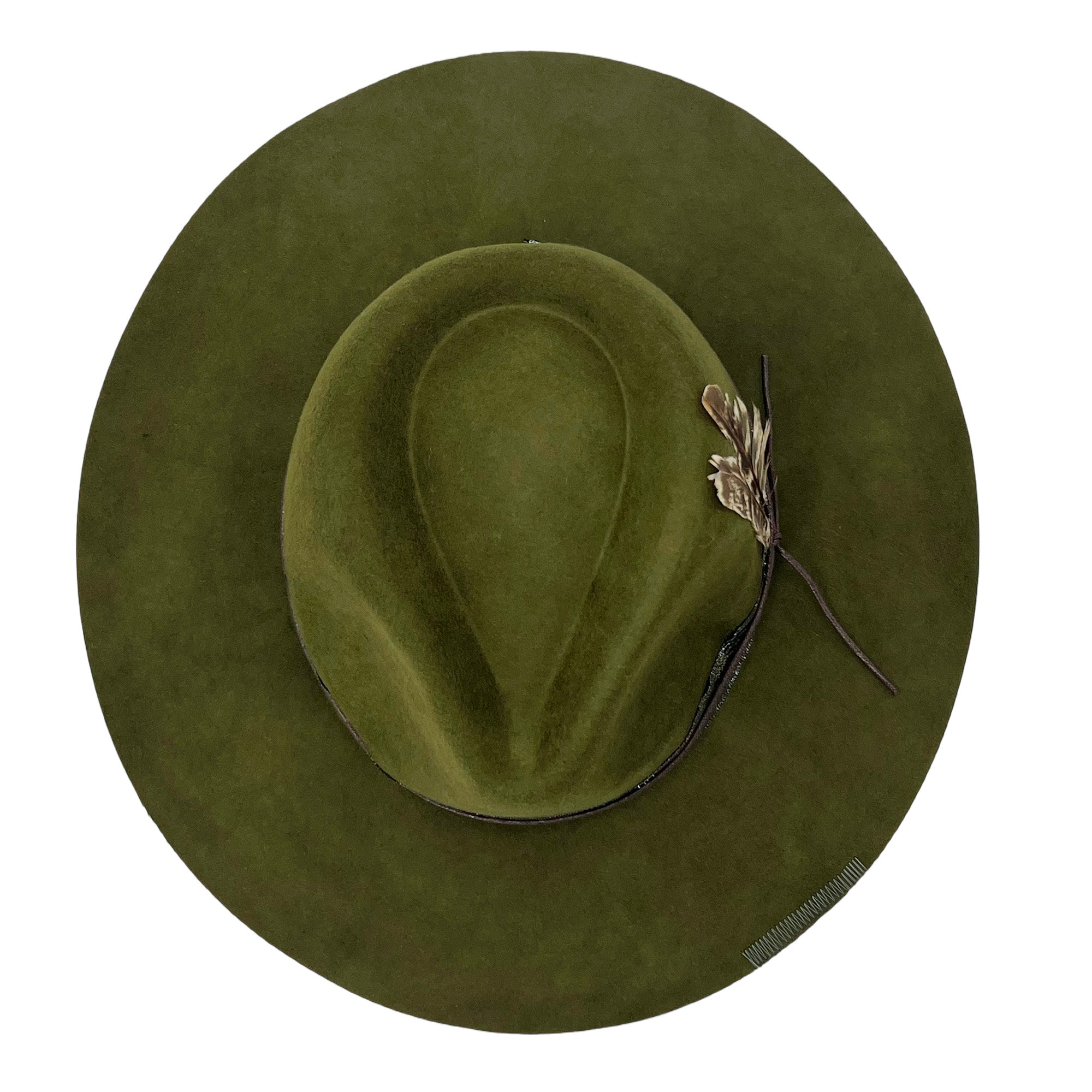 Sage Green Wide-Brim – Shimmer Band & Feather
