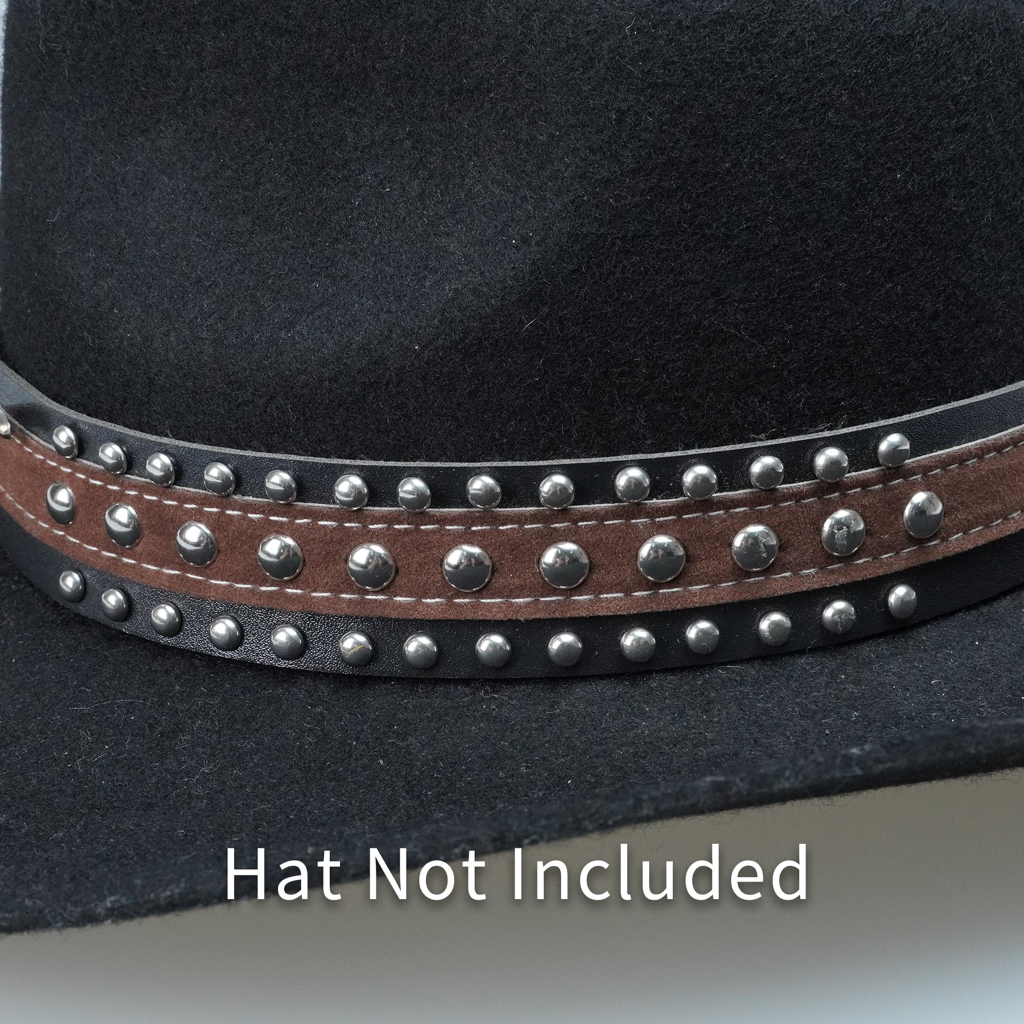BLACK BROWN BULL LEATHER HAT BAND