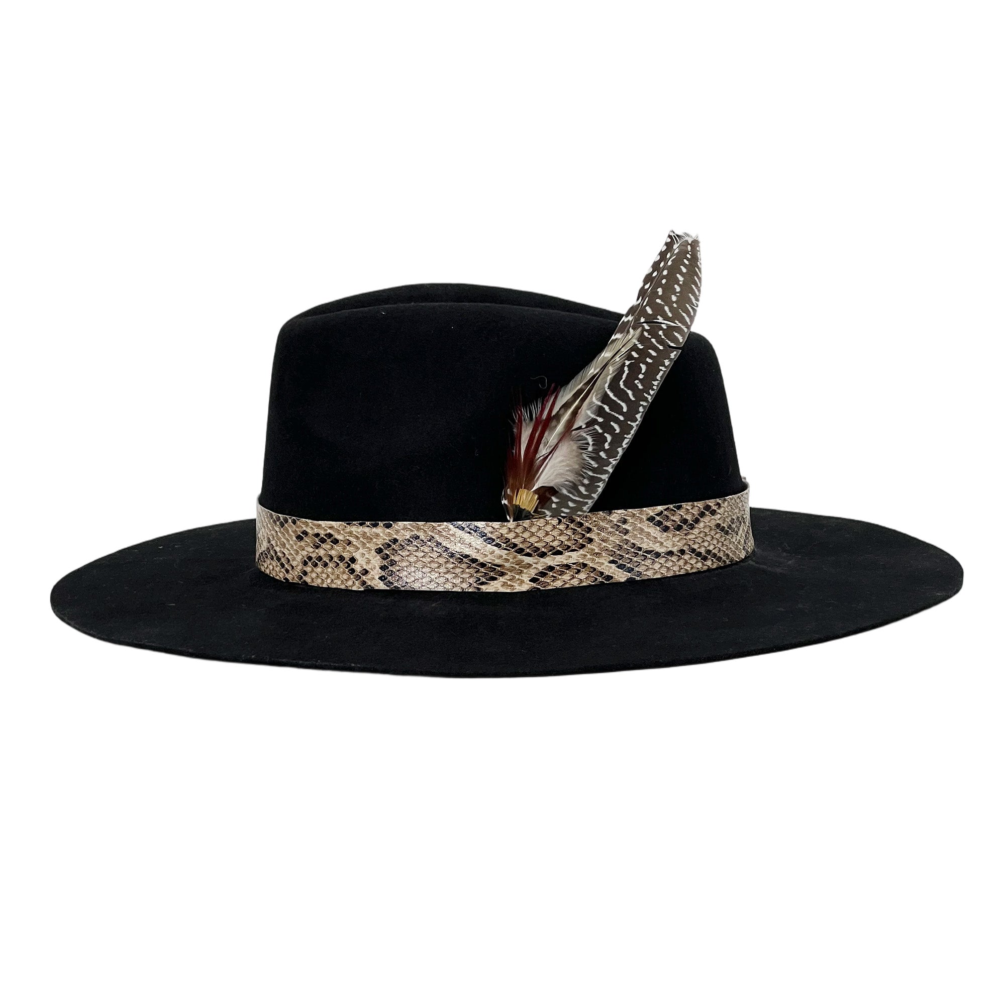 Custom Feather Black Felt Hat